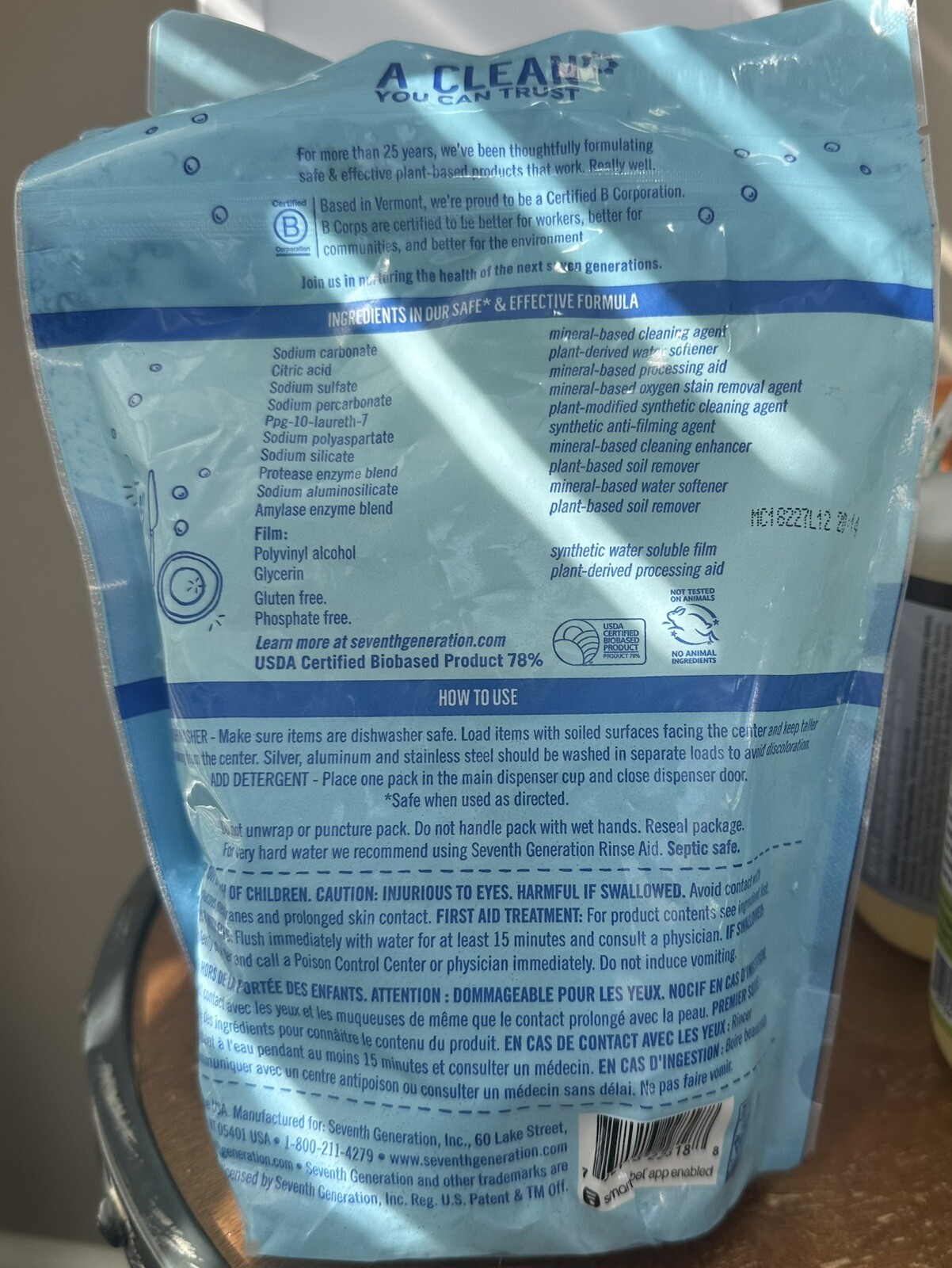 SEVENTH GENERATION: 2 Dishwasher Detergent: Free & Clean 20 Packs 12.6 Ounces FS
