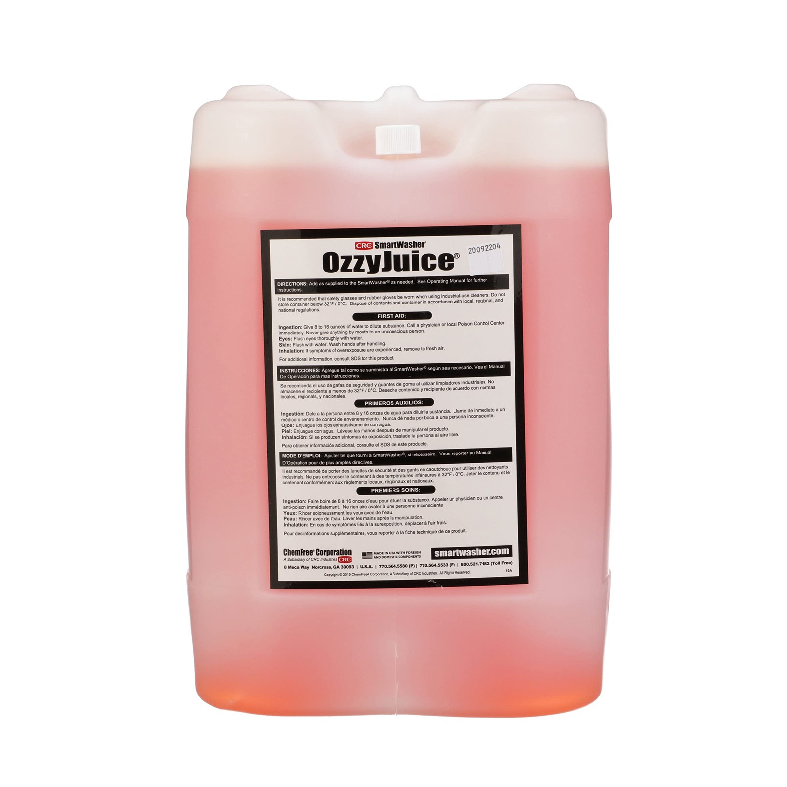 SmartWasher OzzyJuice SW-4 Heavy Duty Degreasing Solution, 5 Gallon, Water-Ba…