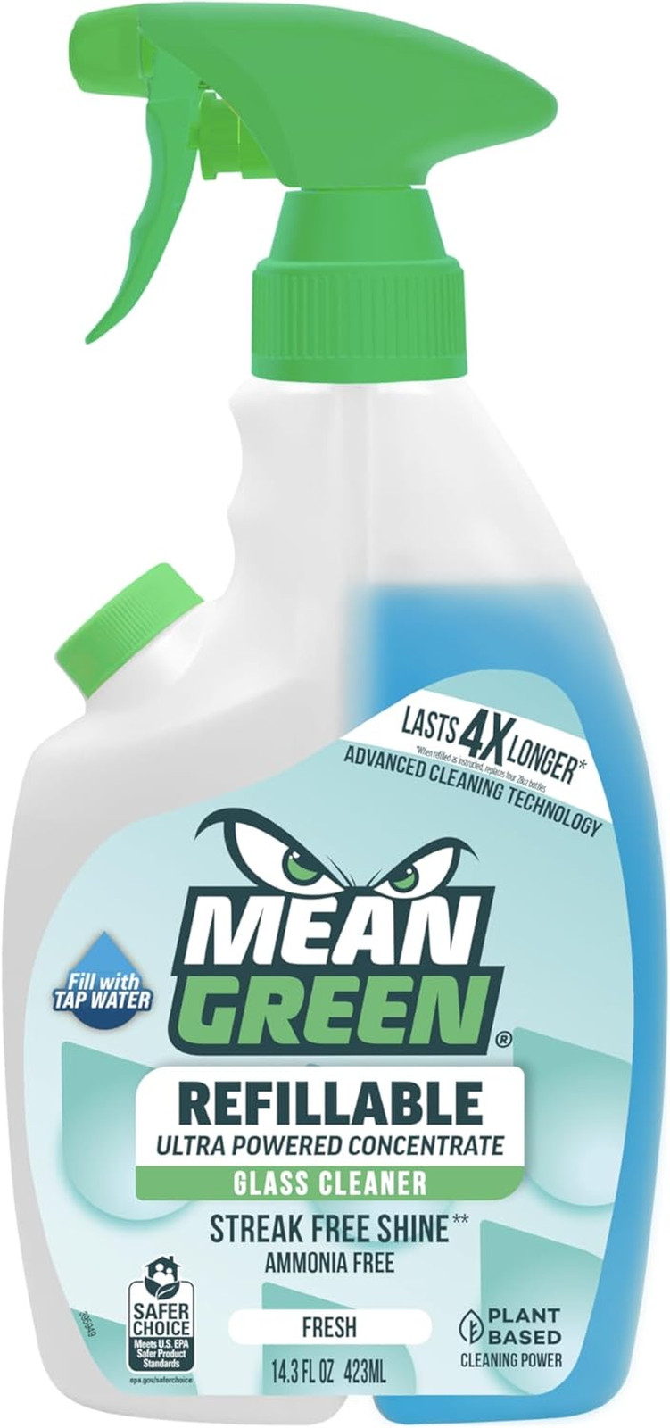 Refillable Ultra Powered CONCENTRATE Glass Cleaner, Fresh, 14.3 Ounce