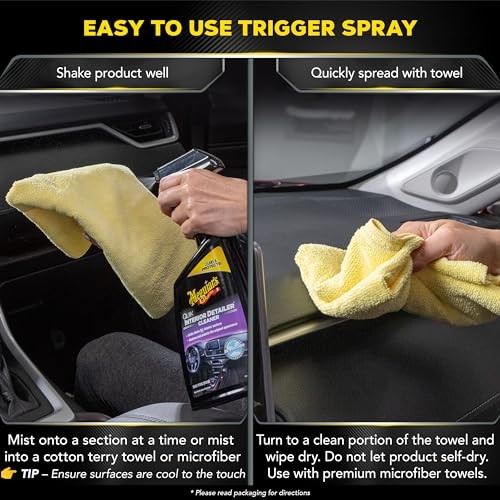 Meguiar’s Quik Interior Detailer Cleaner Spray 24oz for Car Plastic Leather Viny