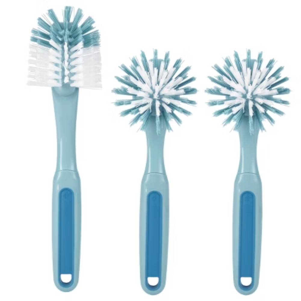 3pk Dish Brush Set, Rubber/Plastic Blue 11.5″ Height, 5.75″ Width, 2.25″ Depth