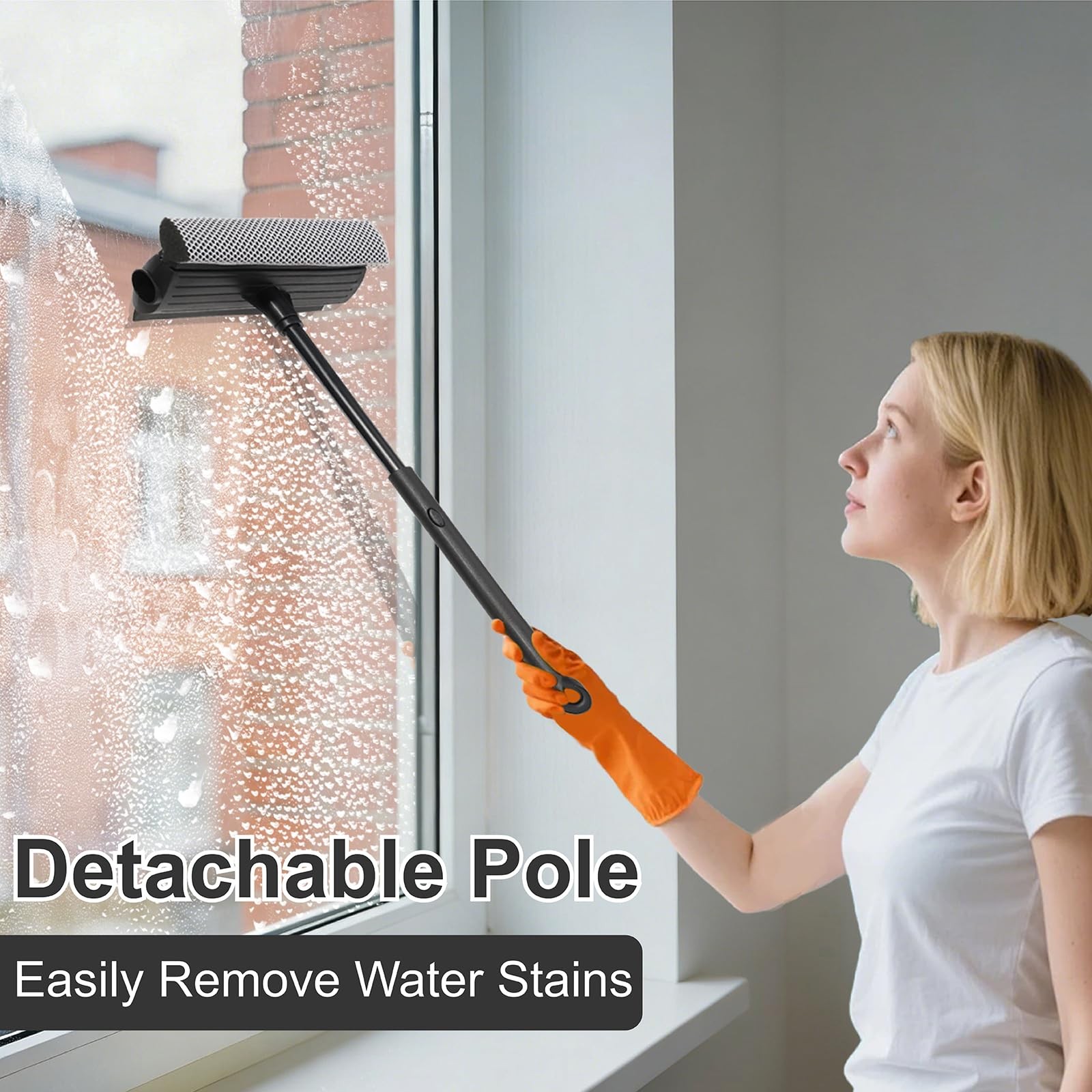 8.5″ Window Squeegee for Home or Car, 2-in-1 Auto Window Cleaner with Sponge …