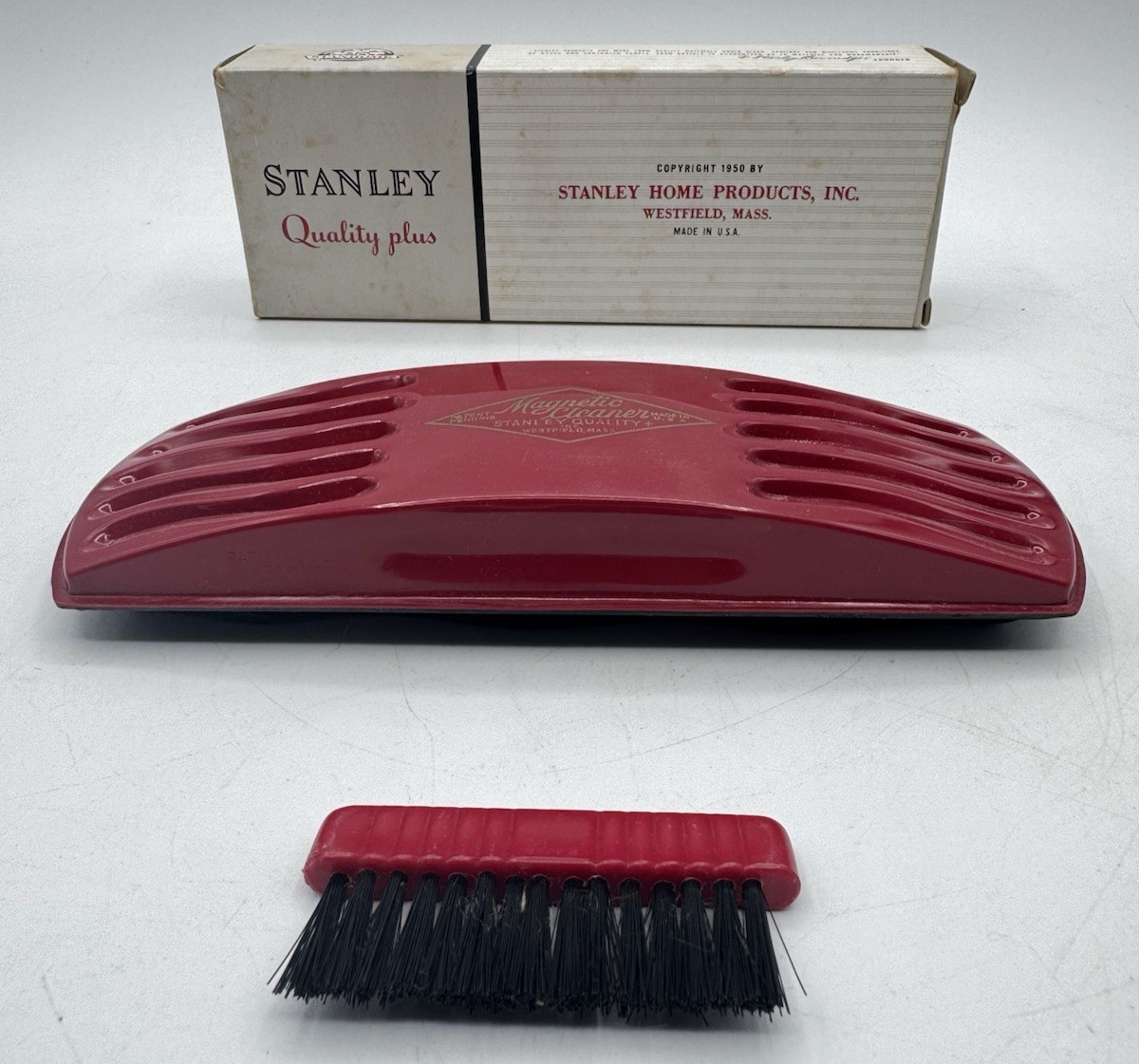 Vintage Stanley Quality Products RED Magnetic Cleaner with Box