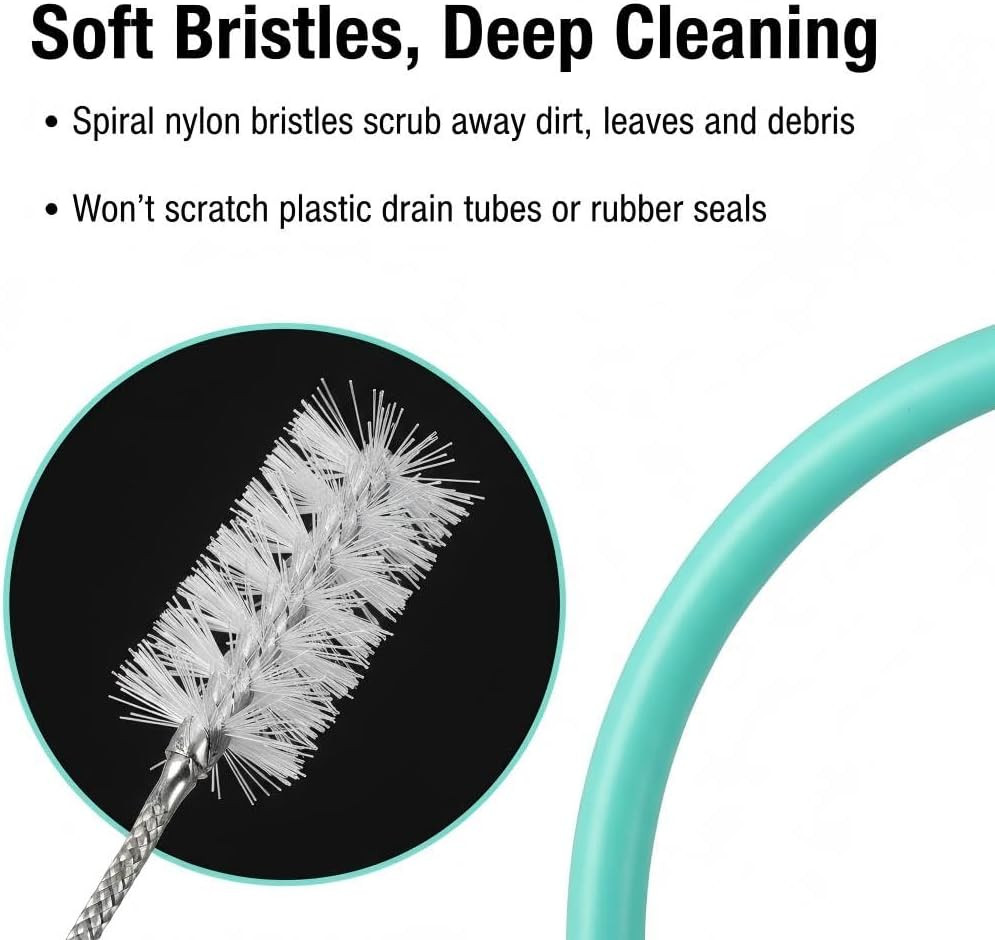 118Inch Roof Drain Cleaning Tool, Flexible Pipe Cleaner with 2 Brushes for Car