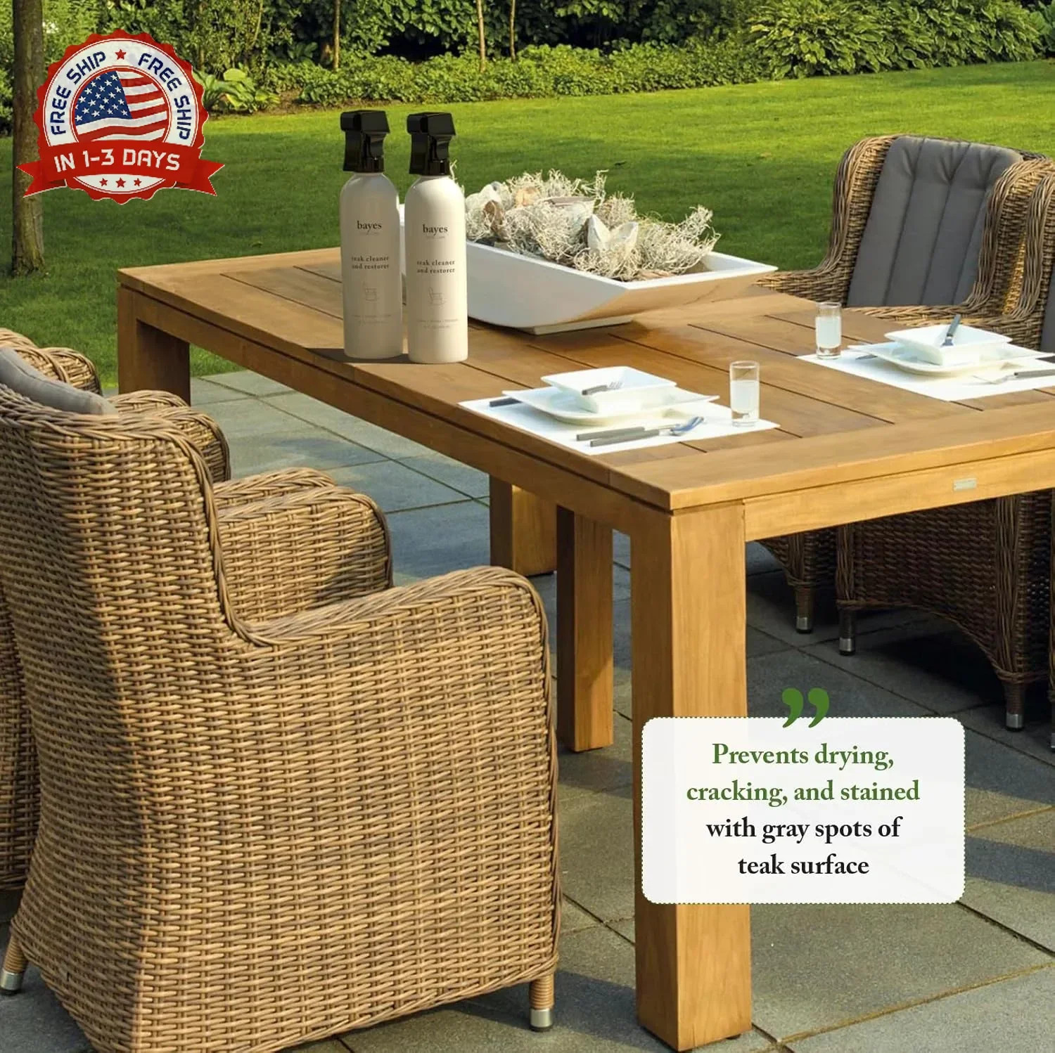 Bayes High Performance Teak Cleaner & Restorer – Cleans, Shines, and Protects –