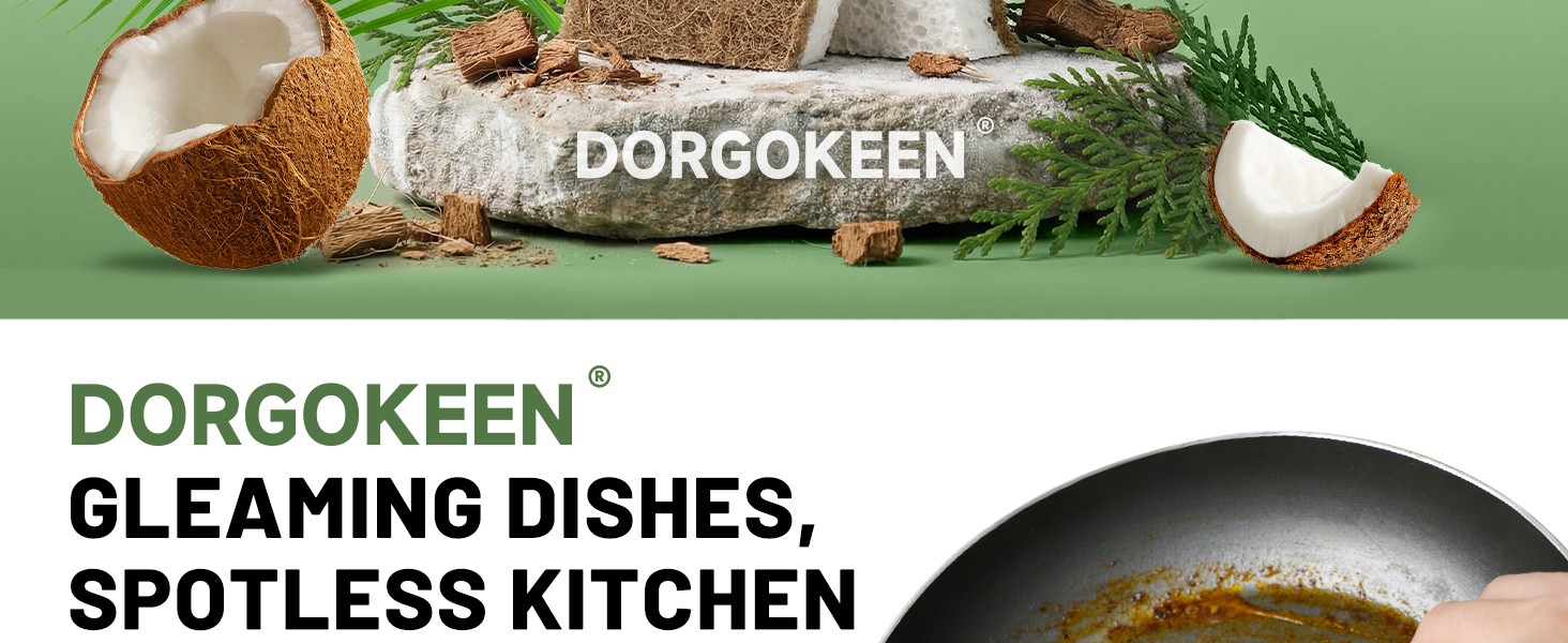 12 Pack Biodegradable Kitchen Dish Sponges, Natural Plant-Based Coconut Fiber