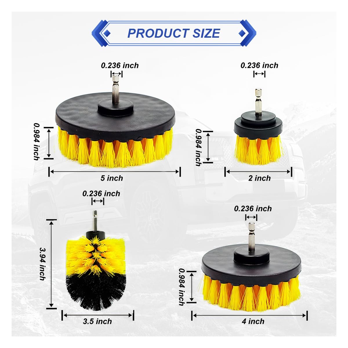 4PCS Drill Brush Attachment Set, Mult-Purpose Car Wash Brush, Rotary Detailin…