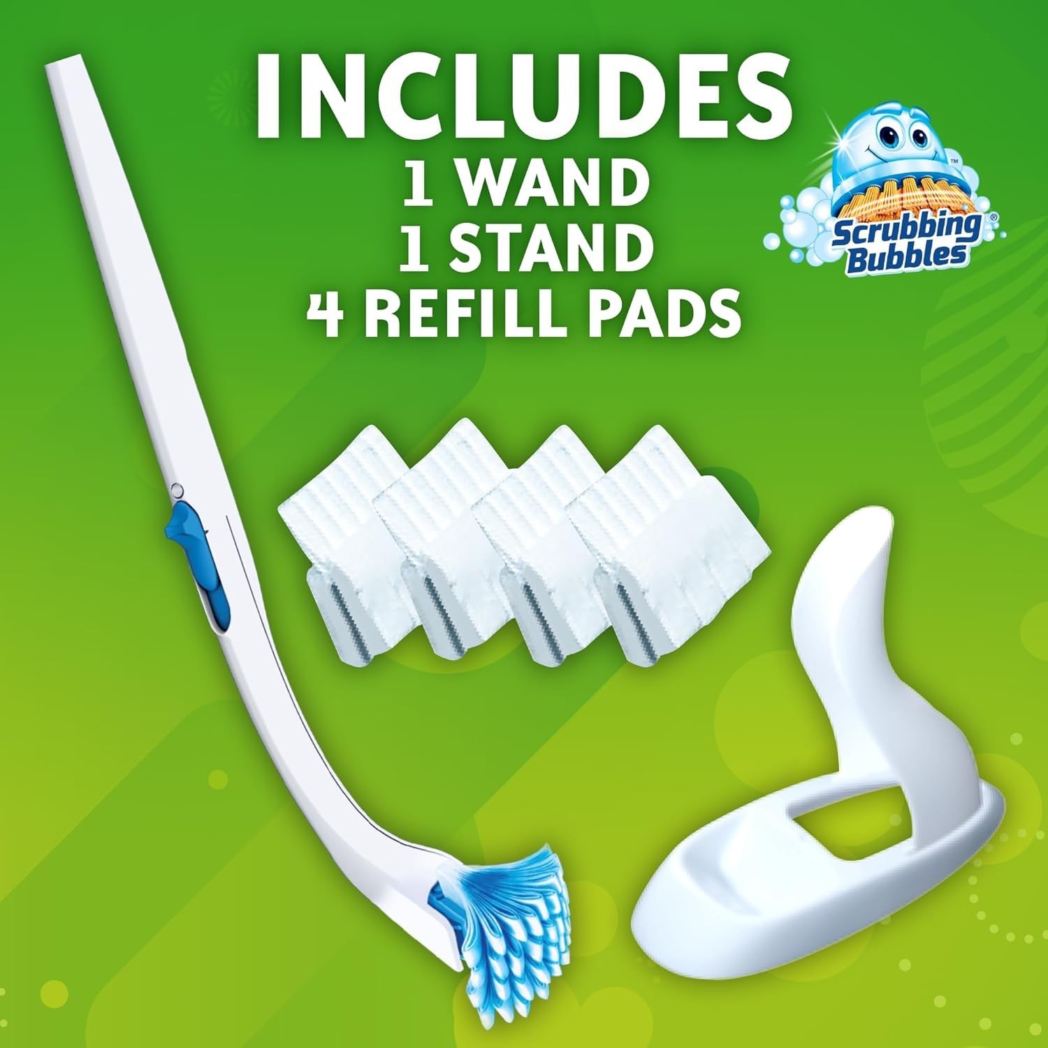 Scrubbing Bubbles Toilet Cleaner Wand Kit Citrus 4 Refills + Stand