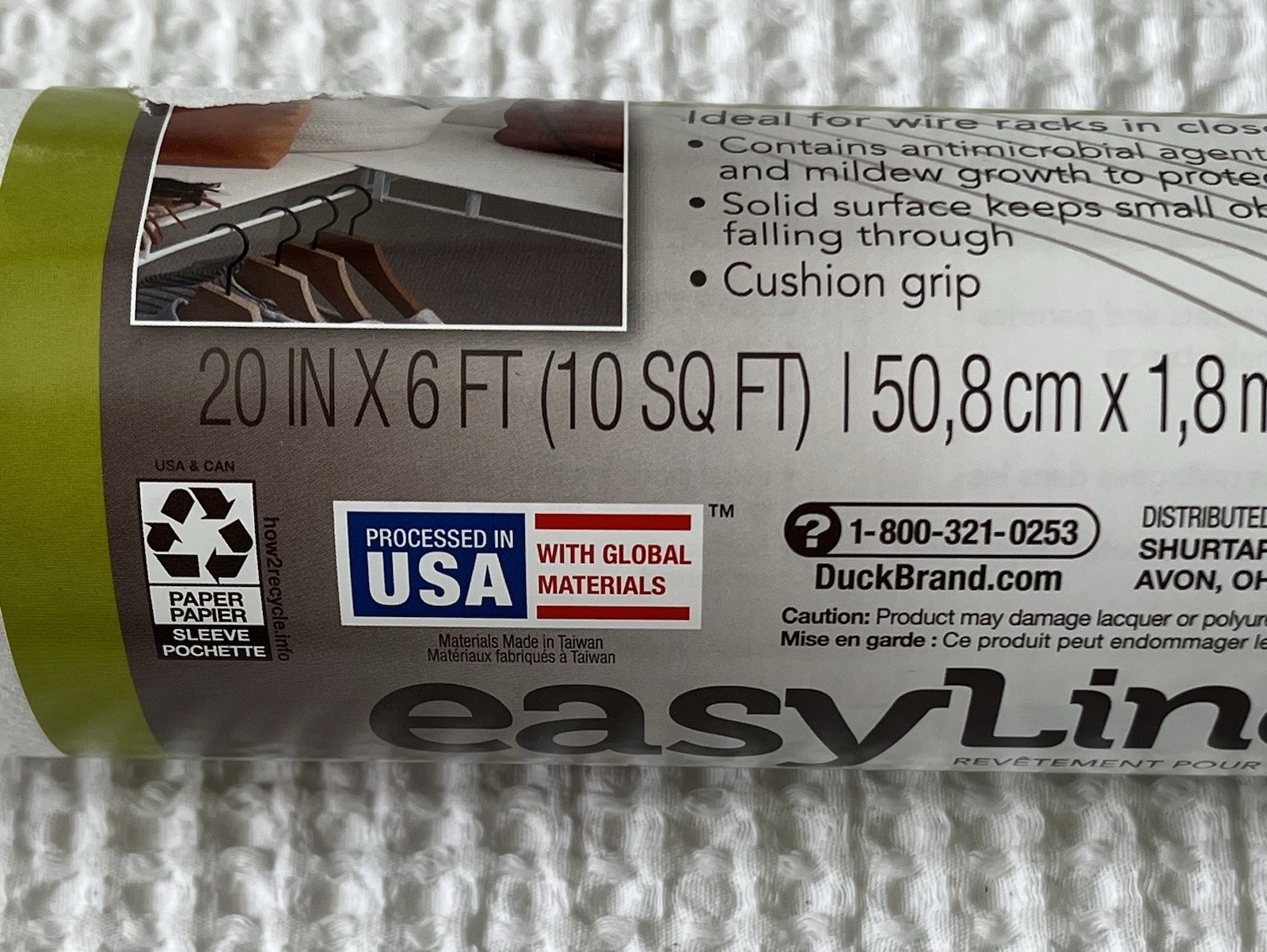 Clorox Easy Liner White 20 In X 6 Ft Solid Grip One Roll **Local Pickup Only