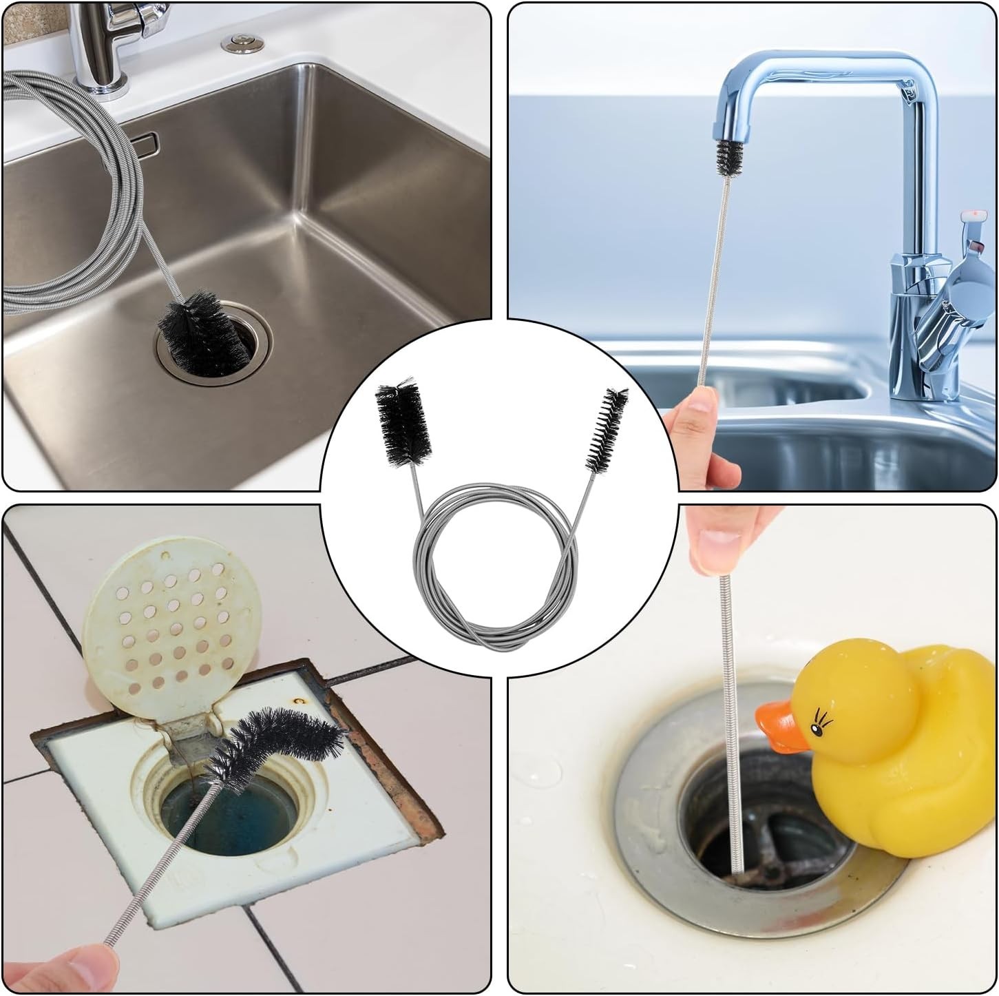 Flexible Metal Tube Brush 66.93 Inch Drain Pipe Cleaning Tool for Narrow Holes