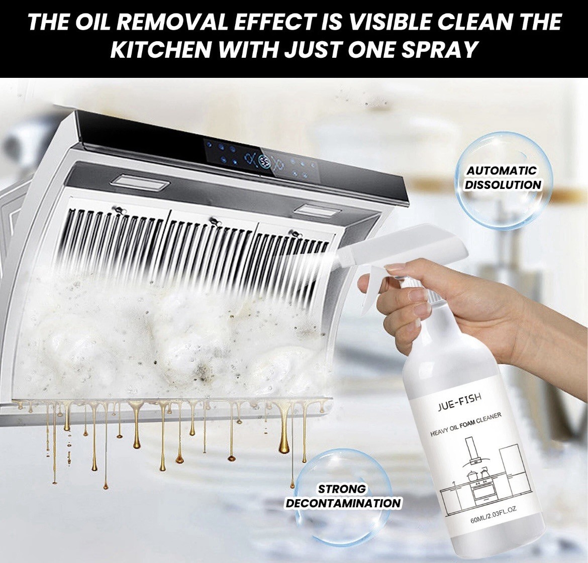 2/pk Heavy Oil Foam Cleaner Kitchen Stove Range Hood Wash Basin Oil Dirt Removal