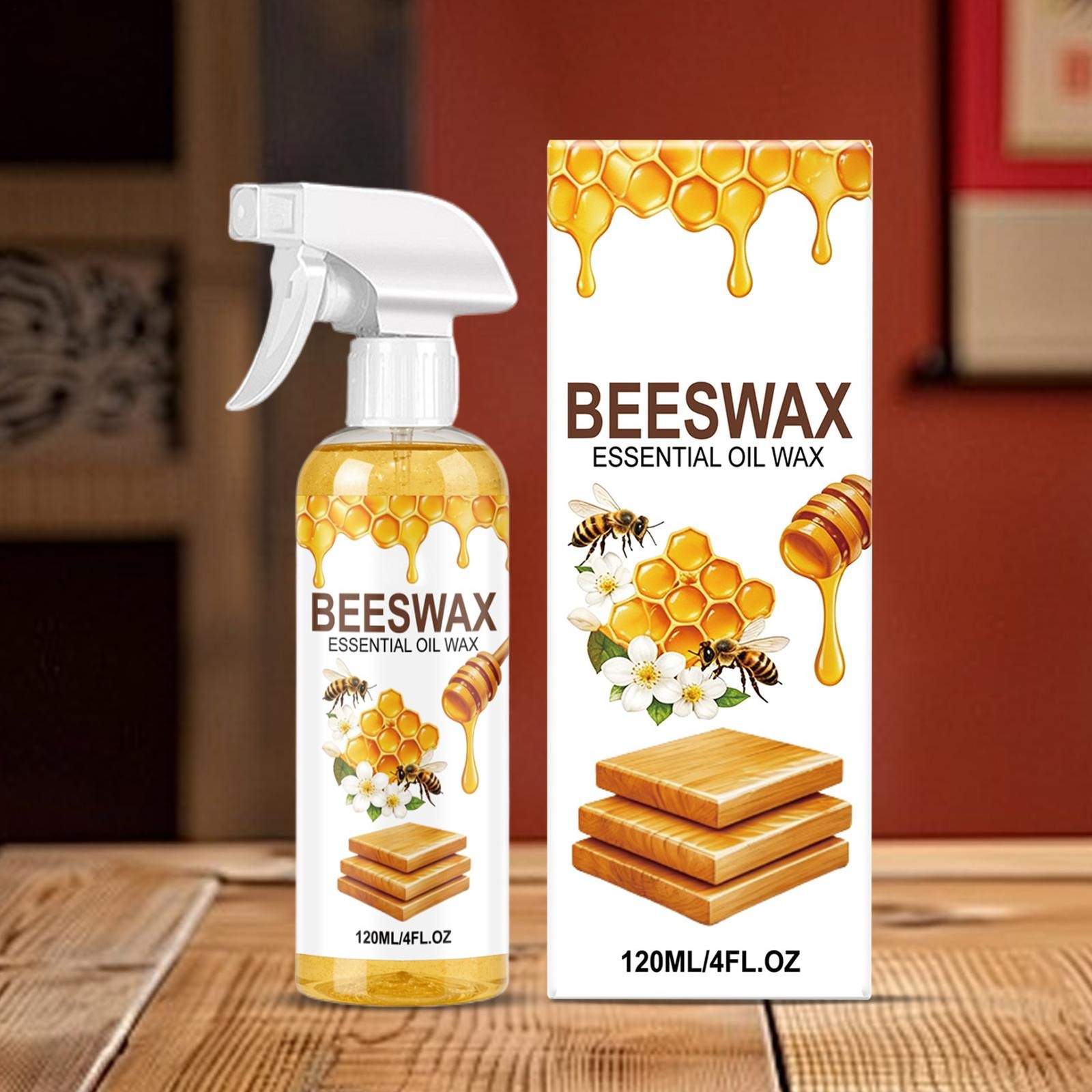Beeswax Spray Essential Oil Wax,Multi-Purpose Furniture Polish,Wood Care Spray