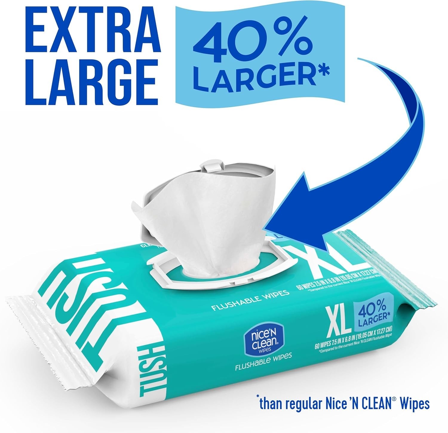 180 Count XL Flushable Wipes – Fragrance-Free & Plant-Based for Sensitive Skin