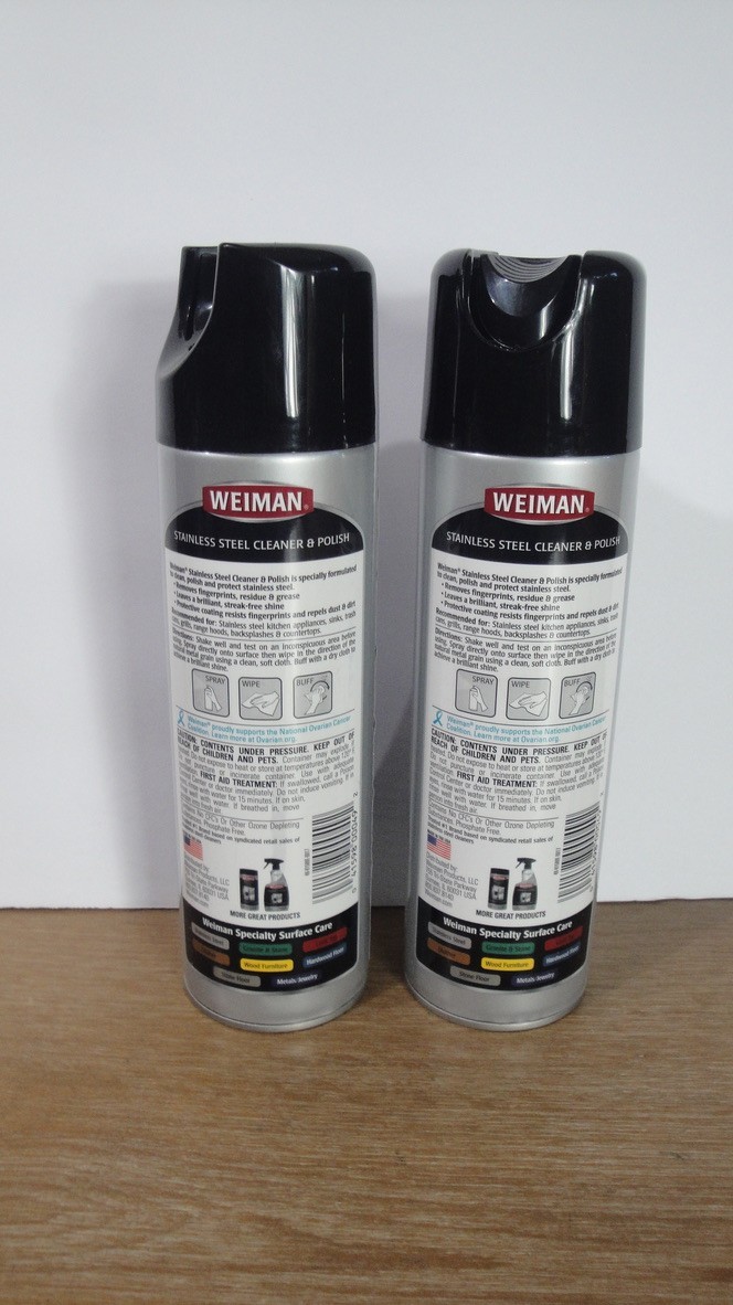 Weiman Stainless Steel Cleaner & Polish/Streak-Free Shine/Lot of 2 cans