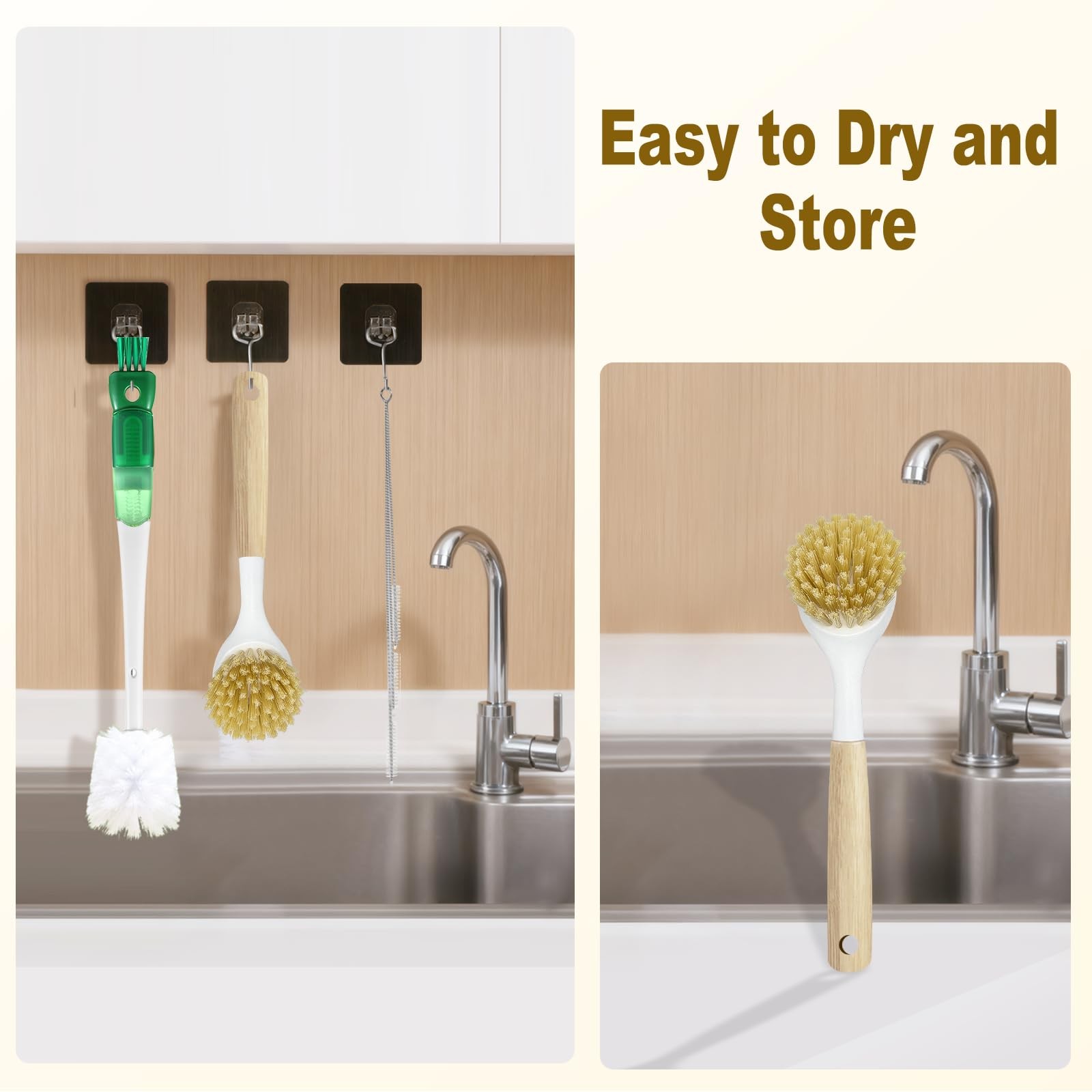 5 Pack Dish Bottle Brush Set with 5-in-1 Cup Cleaning Brush, Dish Scrub Long …