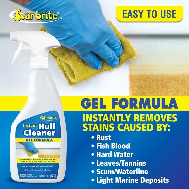 Powerful Hull Cleaner Gel Sticks Tough Stains Boat Fiberglass Plastic Marine Use