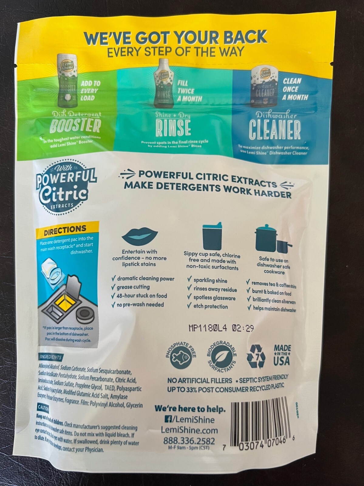 Lemi Shine Dishwasher Dishwashing Detergent 15 Combo Pacs Sealed, FREE SHIPPING!
