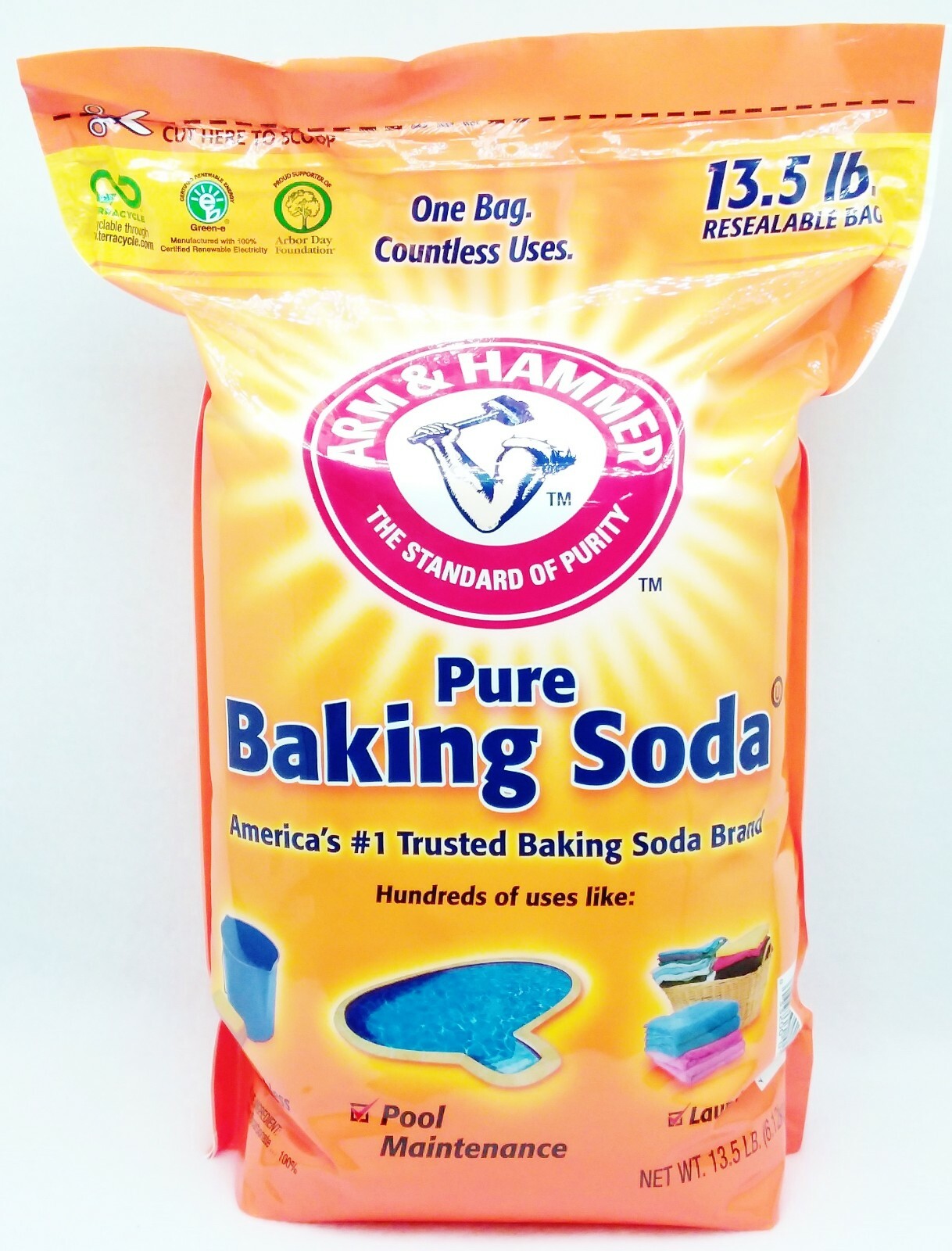 1 BAG Arm & Hammer Pure BAKING SODA Cleaning Laundry Pool Cook #1 Brand 13.5 LBS