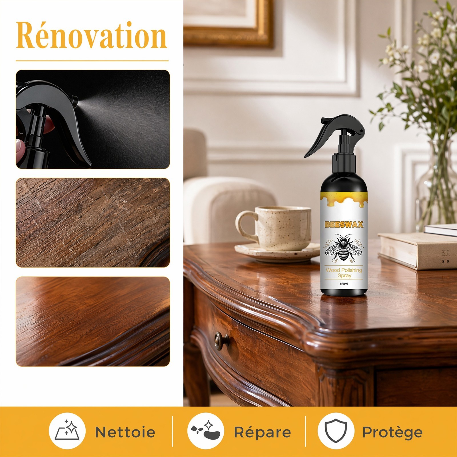 2026 Upgrade Natural Beeswax Wood Polish Spray Furniture Floor Cleaner