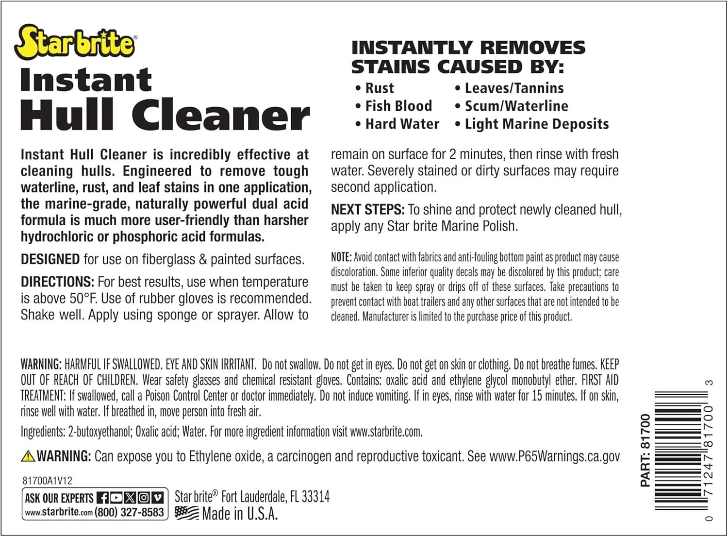 Instant Hull Cleaner – Easily Remove Stains, Scum Lines & Grime for Boat Hull…