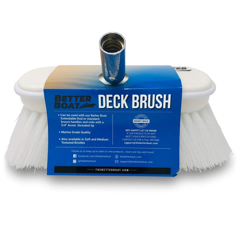 Stiff Boat Deck Brush, Heavy-Duty Marine Brush Head, 8″ Firm Bristle with Bum…