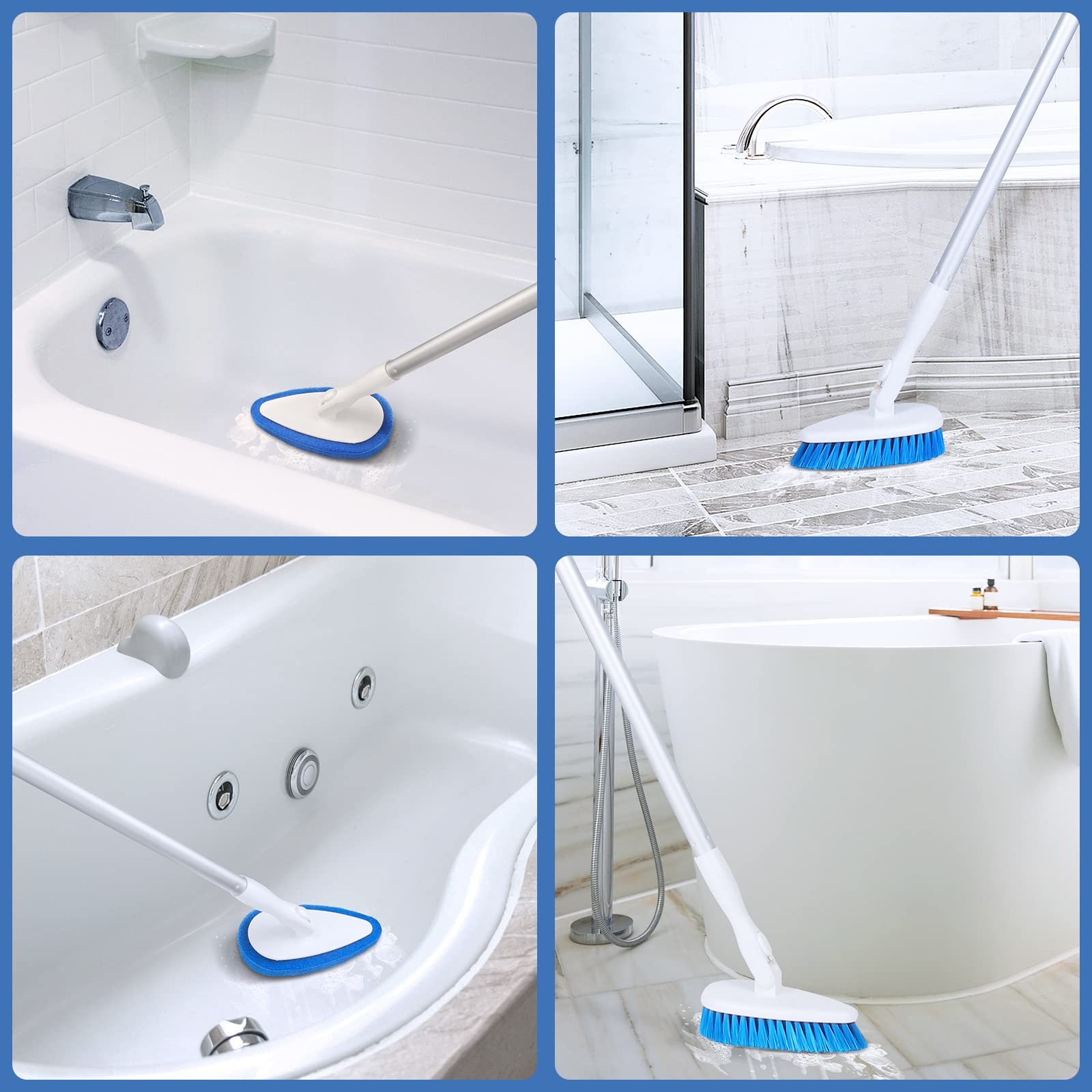 Shower Bathtub Tub and Tile Scrubber Brush with 51” Adjustable Long Handle C…