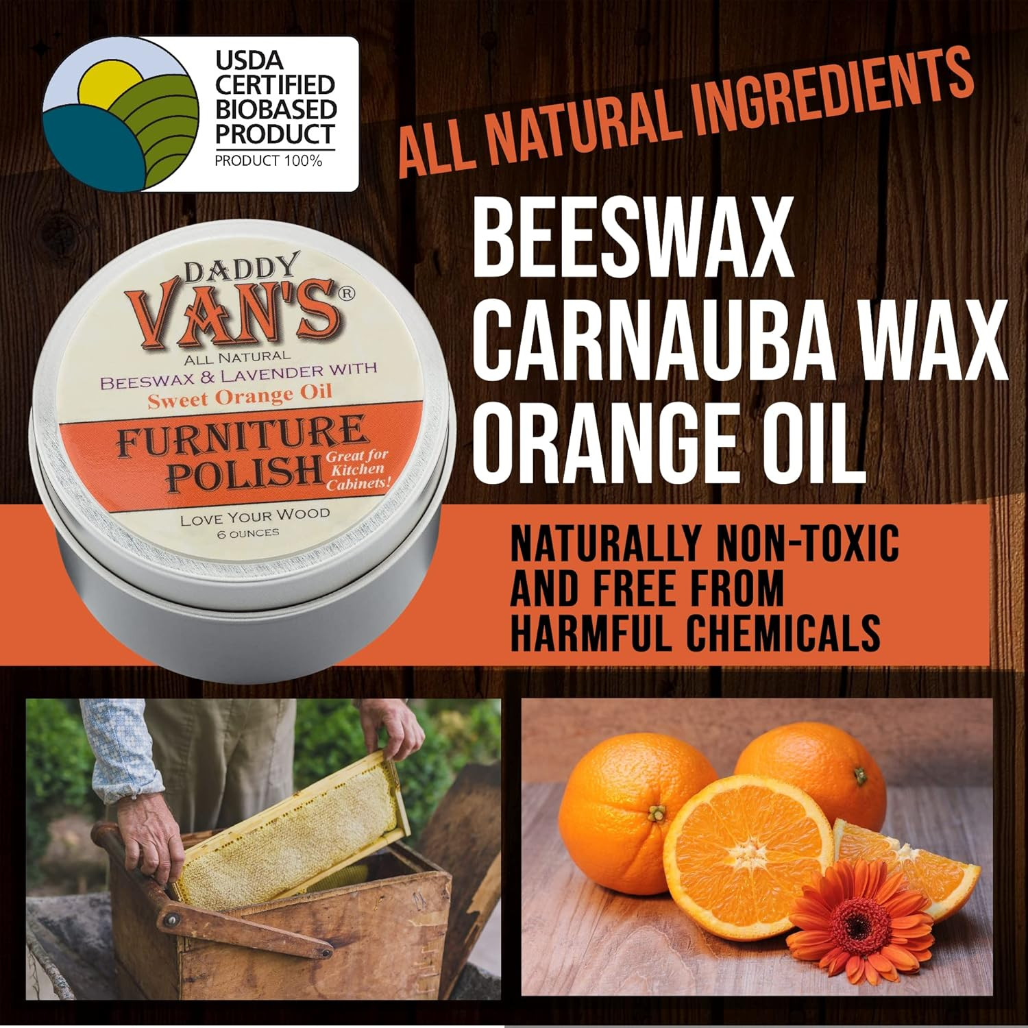 Beeswax Furniture Polish – Natural Wood Polish with Lavender & Sweet Orange Oil