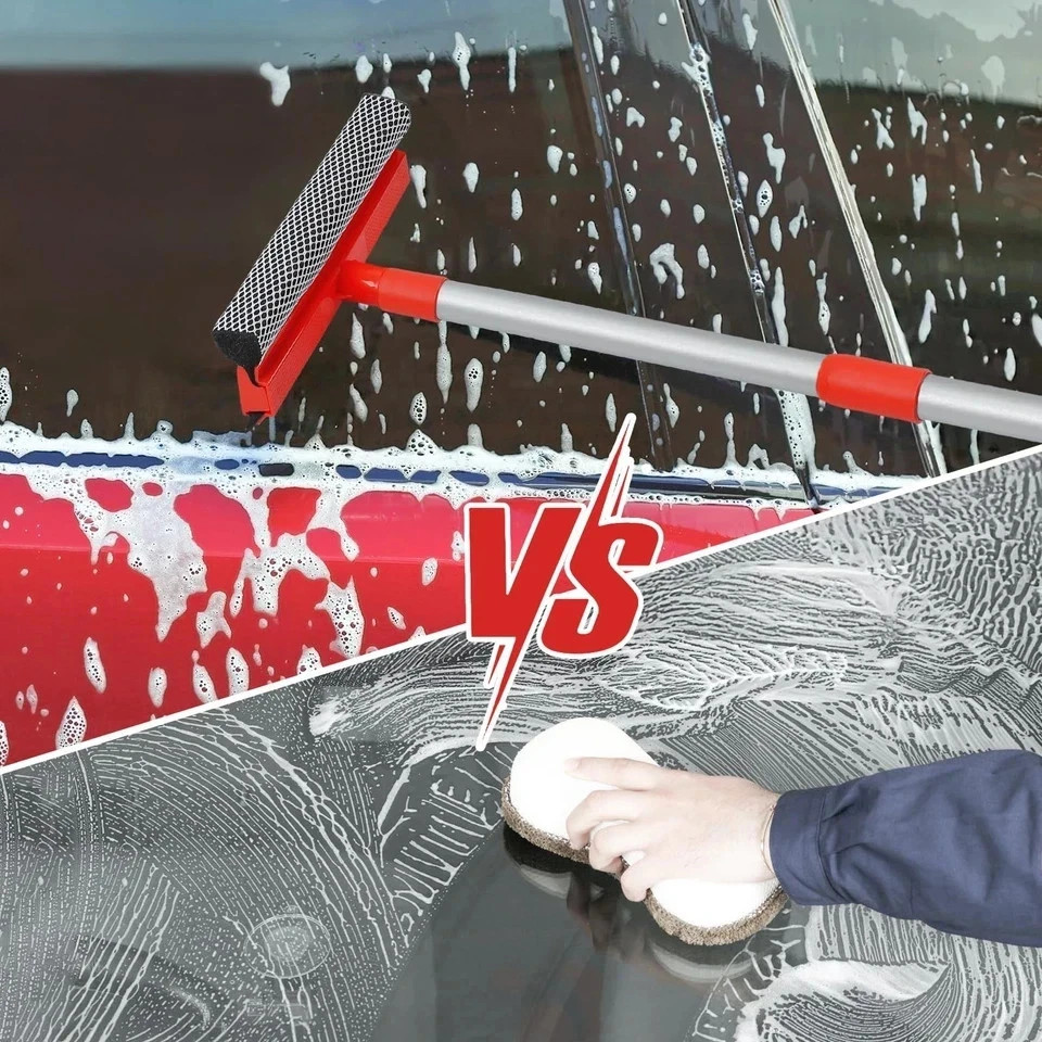 Windshield Cleaner Tool 2 in 1 Car Window Squeegee with Extendable Handle (18″-