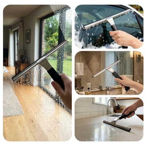 10″ Stainless Steel Shower Squeegee – All-Purpose Tool for Glass, Tile, Bathroom