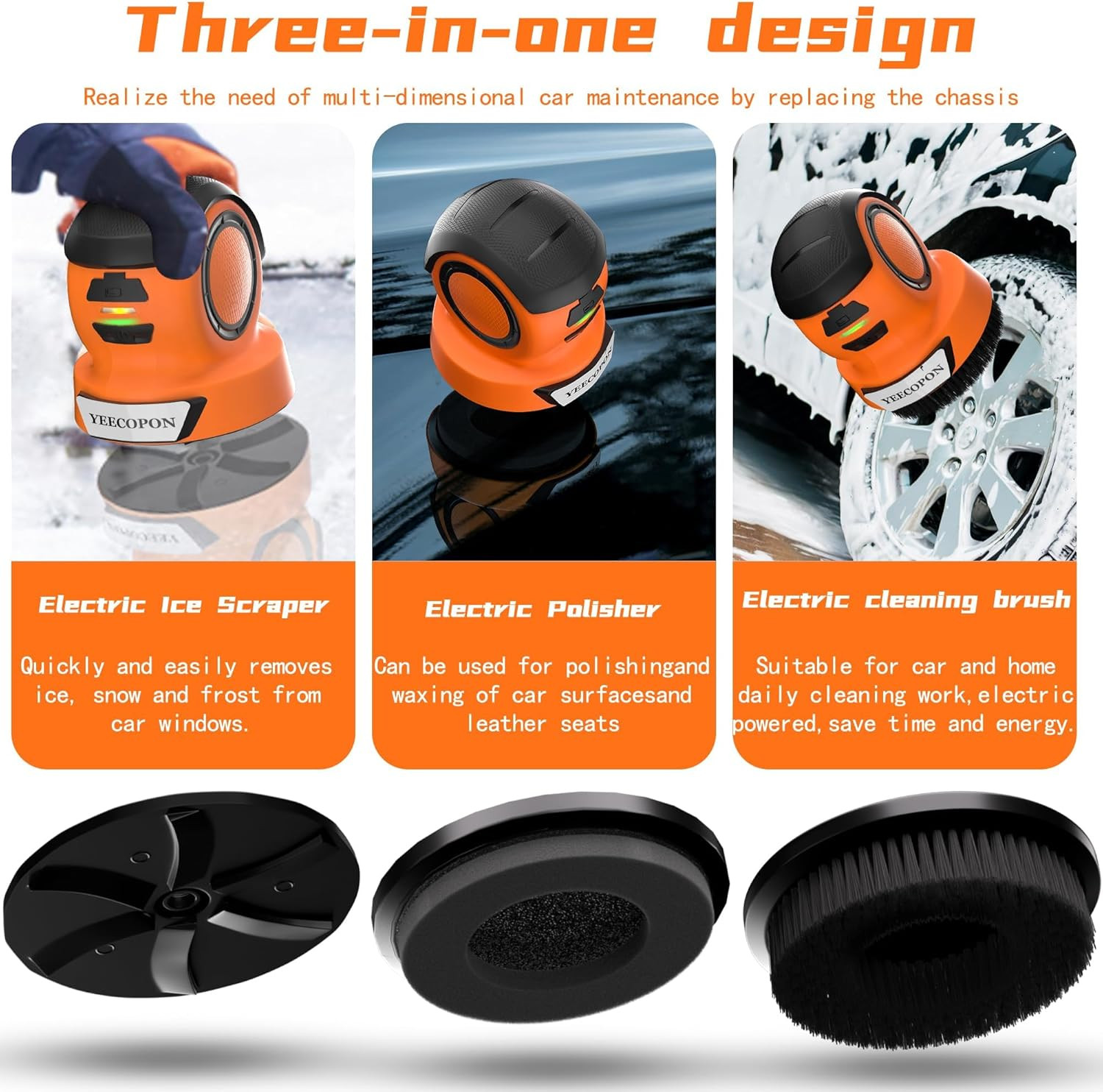 3-In-1 Electric Ice Scraper for Cars & Home – Cordless Handheld Defroster
