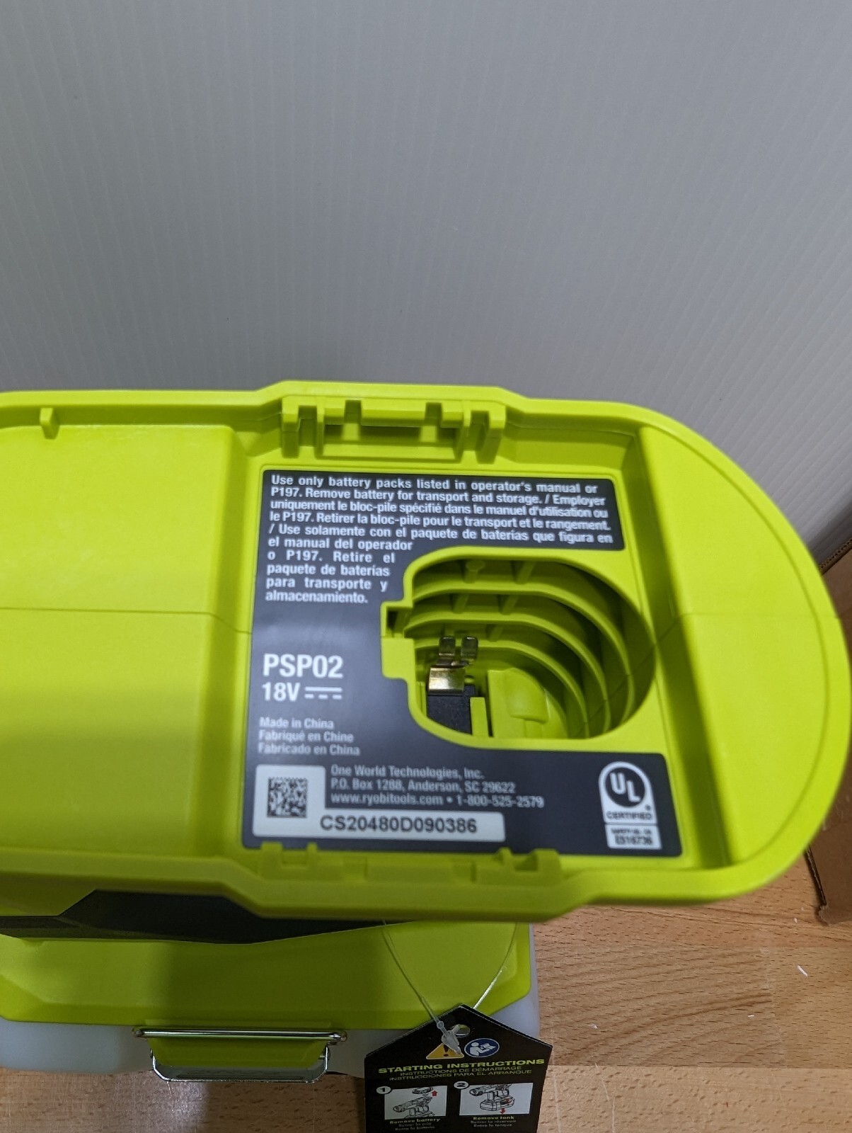 PSP02B RYOBI ONE+ 18V Cordless Handheld Electrostatic Sprayer & 2 Tanks A95102
