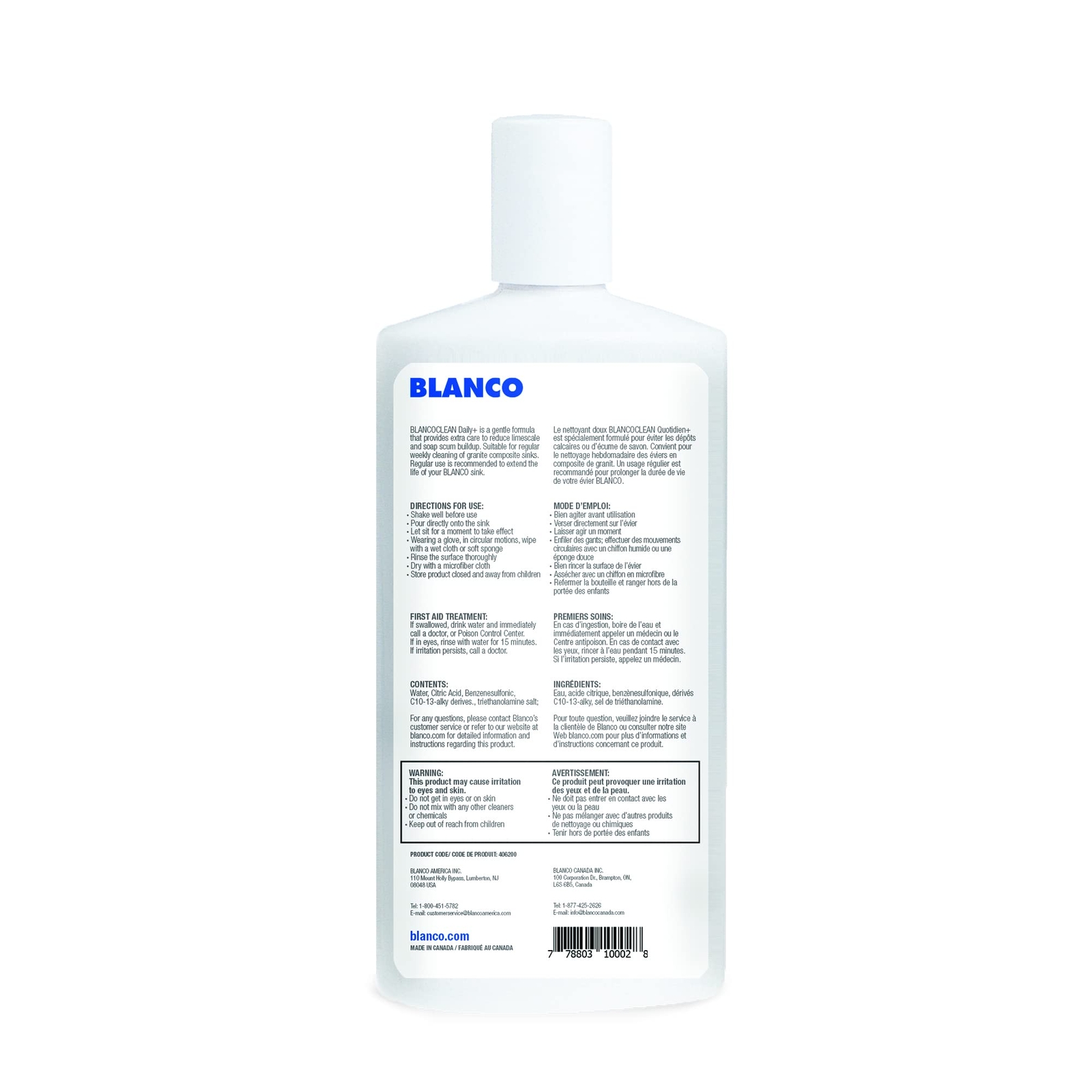 Blanco Clean Daily Silgranit Sink Cleaner 15 Oz Gentle Formula Limescale Remover