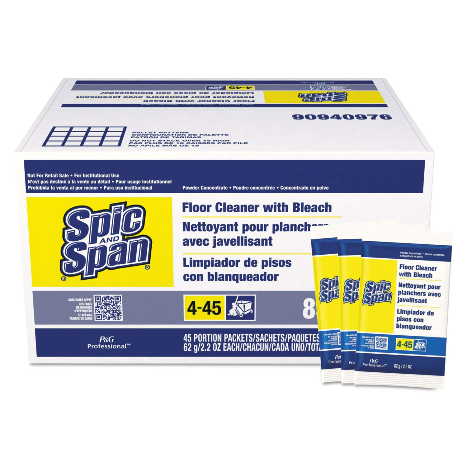 Spic and Span 02010 Powder Floor Cleaner with Bleach, 2.2 Ounces (Case of 45)