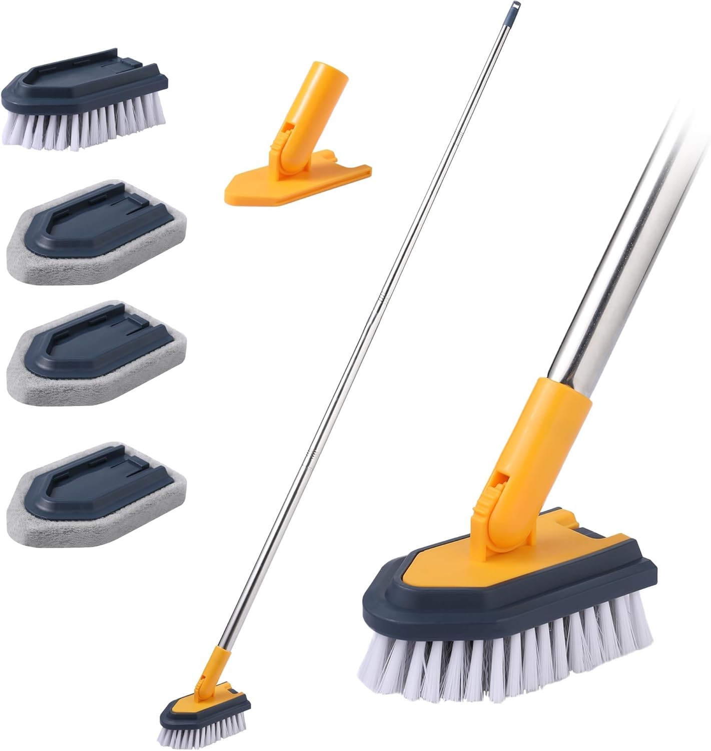 BOOMJOY 55″ Extendable Tub Scrubber Brush Long Handle No-Scratch Shower Cleaner