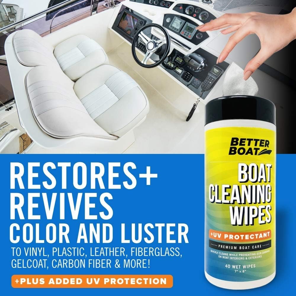Boat Cleaner Wipes with UV Protection, Marine Vinyl Cleaner and Protectant, f…