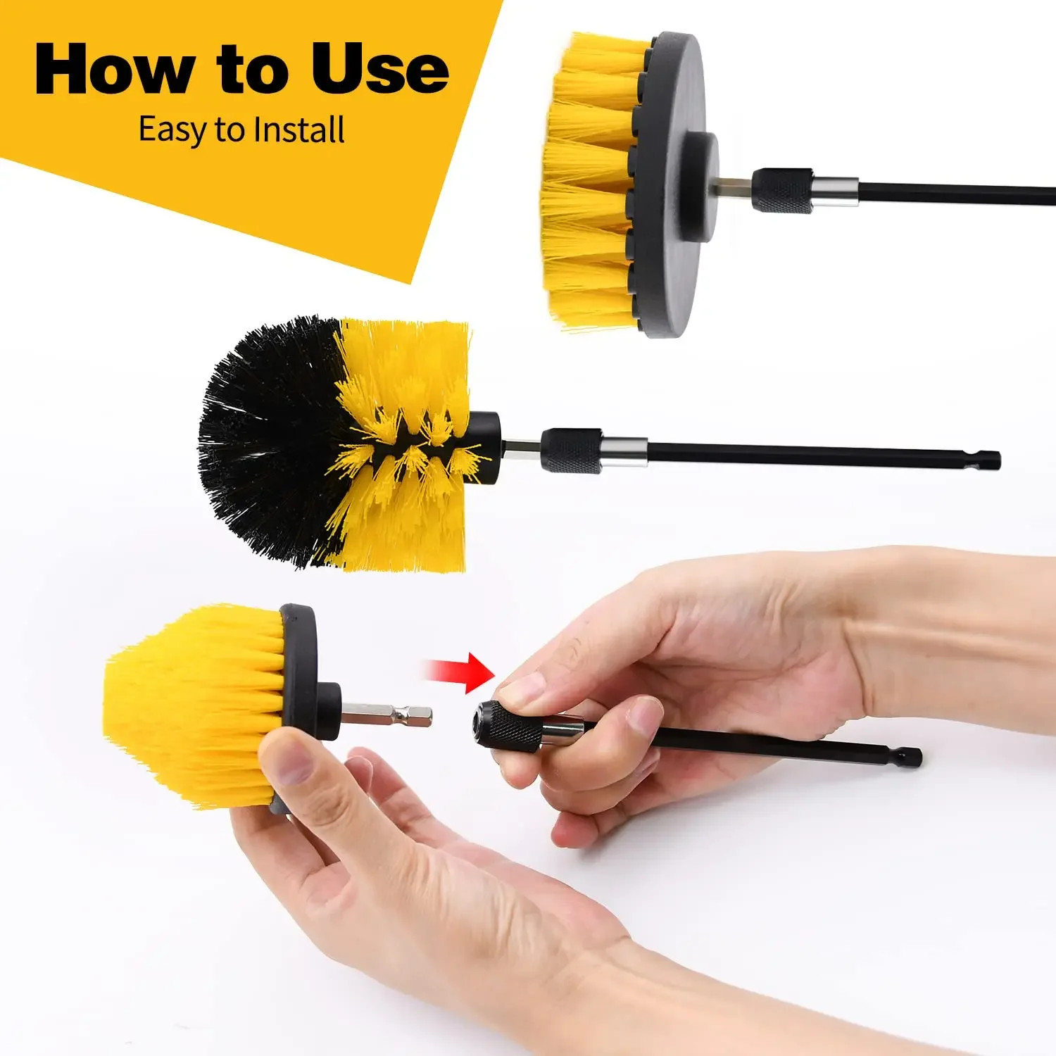 5/6/7/9 Pcs Cleaning Brush Attachment Set Power Scrubber Brush with 1/4“ Extend