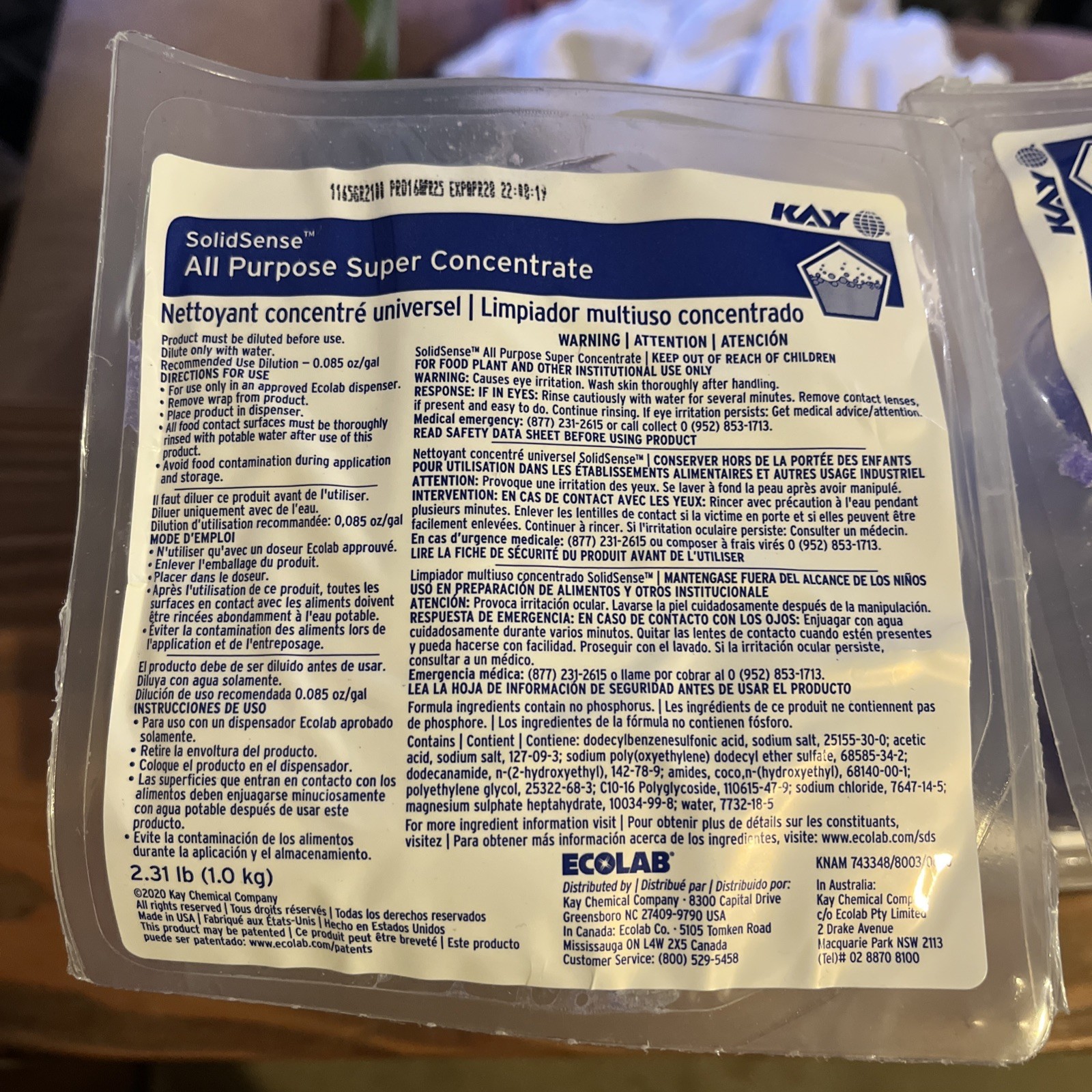 KAY Solid Sense All Purpose Super Concentrate 2.31Lb (161-E2) 8 Packs