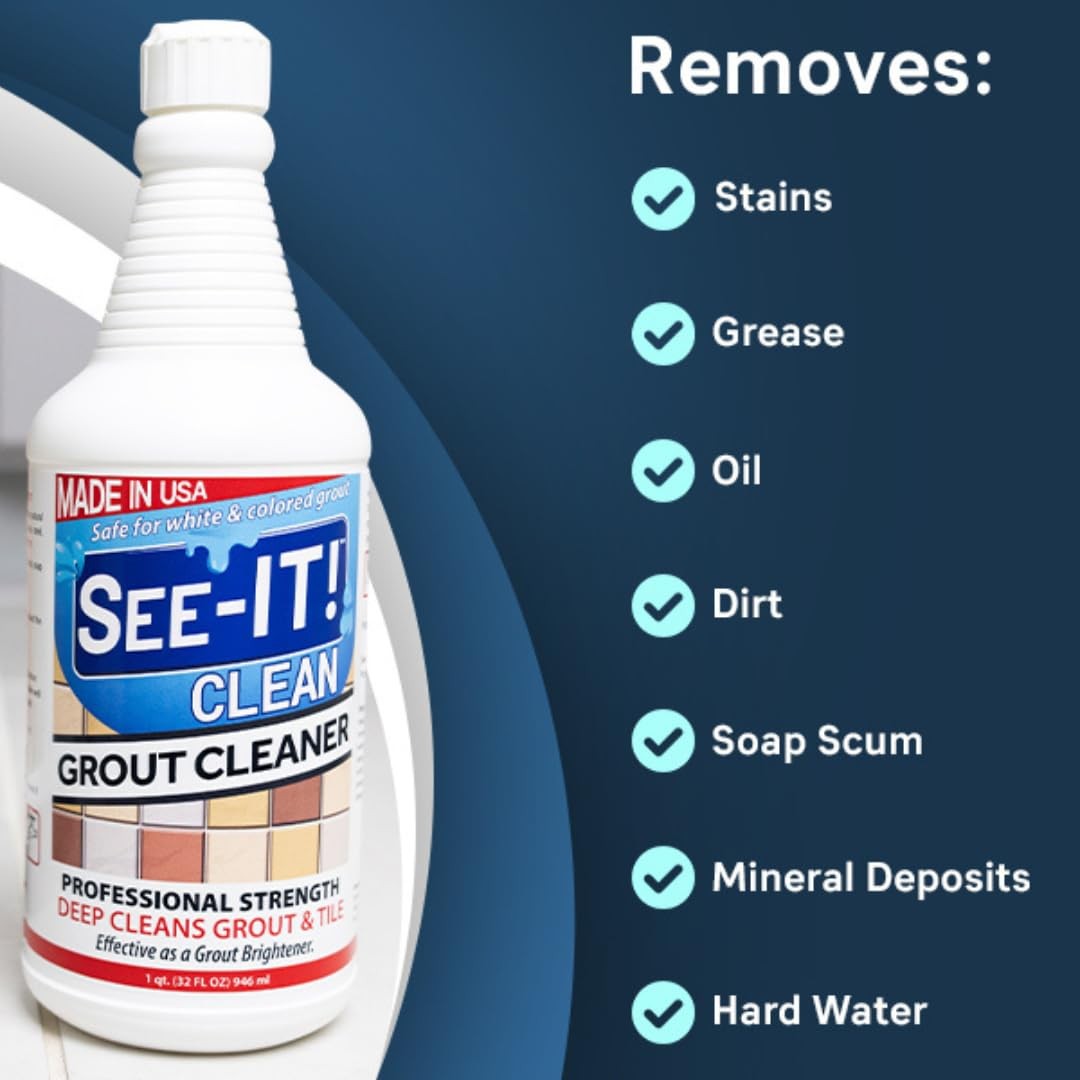 SEE-IT! Grout & Tile Deep Cleaner Brightener & Heavy-Duty Stain Remover Acid-…