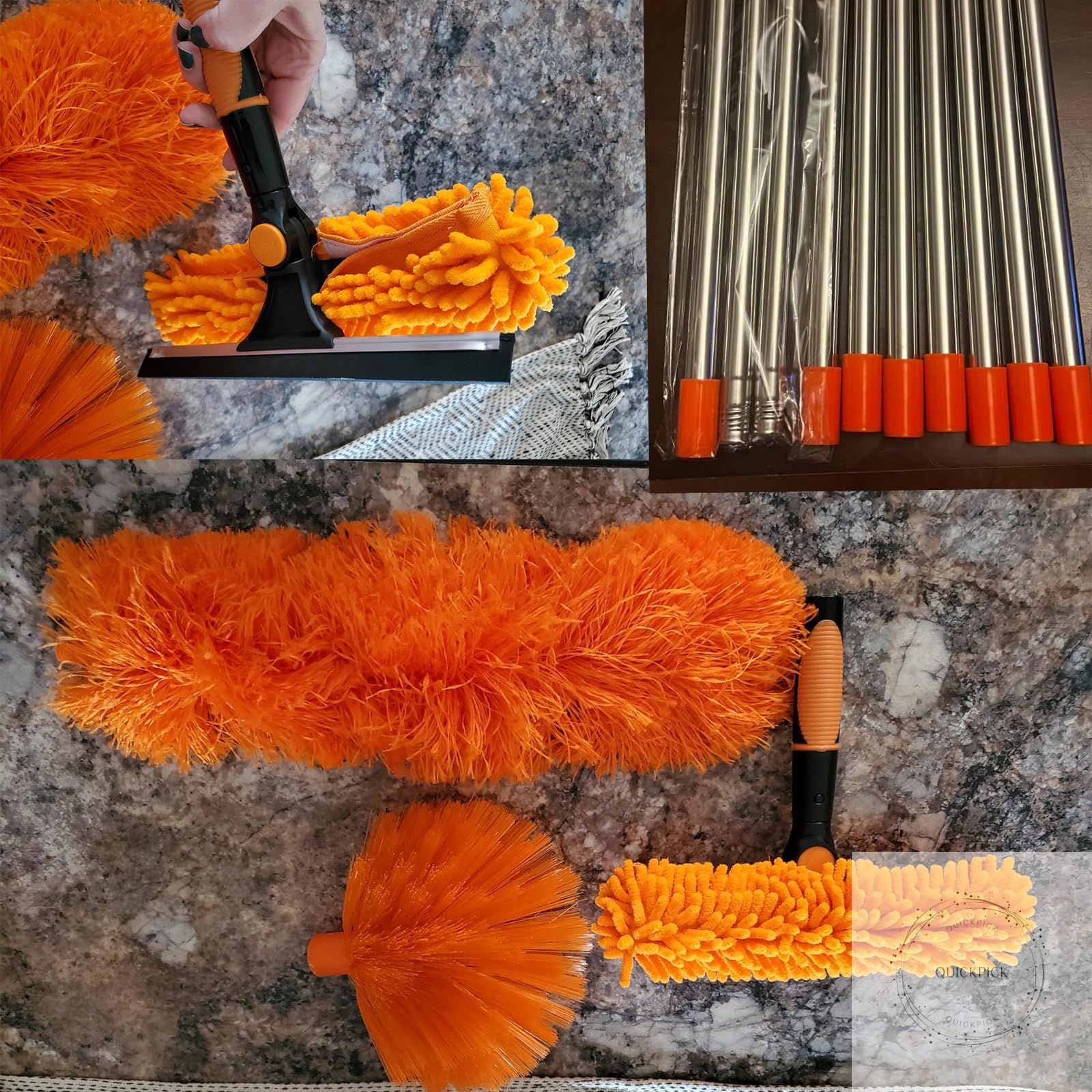 20+ Feet High Reach Duster Kit with 3-14 ft Extension Pole High Ceiling Dusting