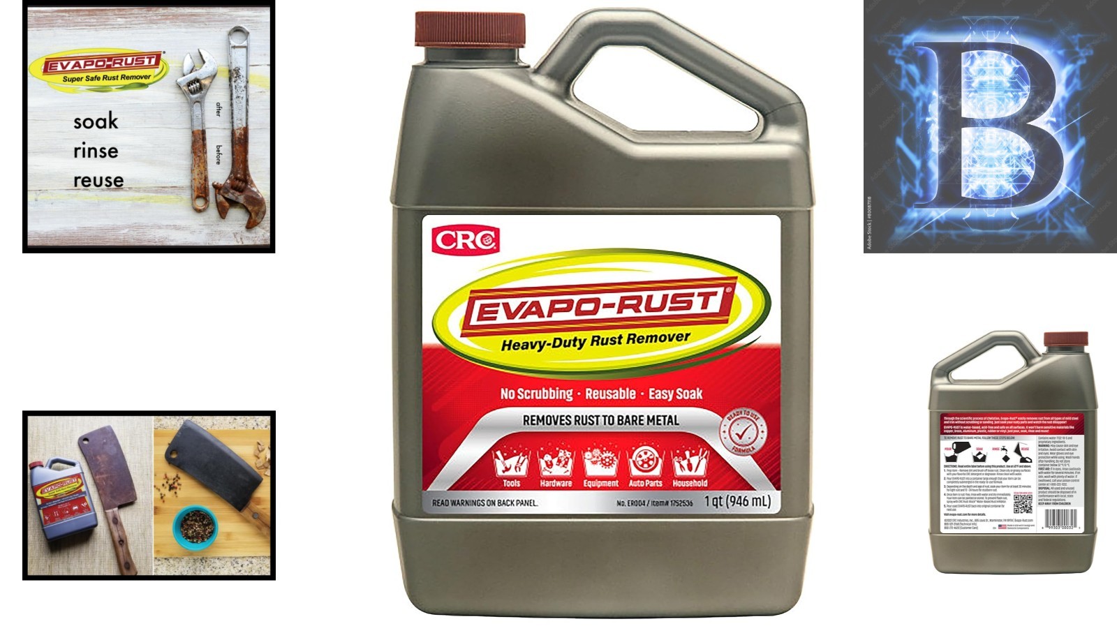 Heavy-Duty 32 oz CRC Evapo-Rust, Acid-Free Water-Based Rust Remover for Metals
