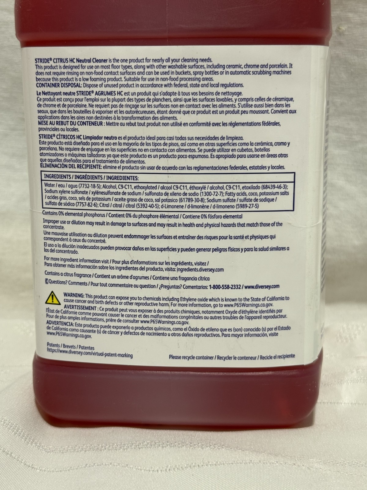 Diversey Stride HC Multipurpose Cleaner Citrus J-Fill 101109756 2.5L NEW