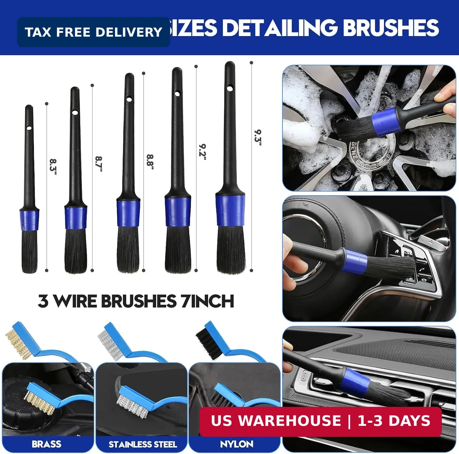Qydipclin 34Pcs Car Detailing Kit, Car Detailing Brush Set, Car Wash Cleaning Ki
