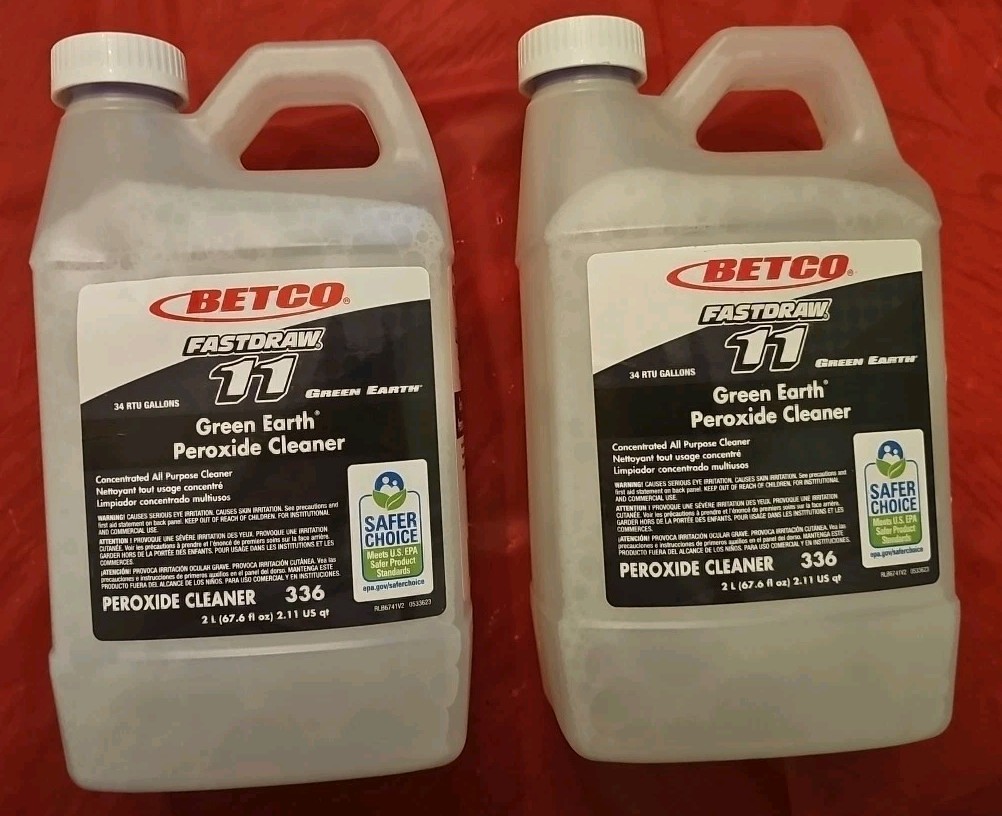 2 Bottles BETCO 336 FASTDRAW 11 Green Earth Peroxide Cleaner 2L (2 Total)