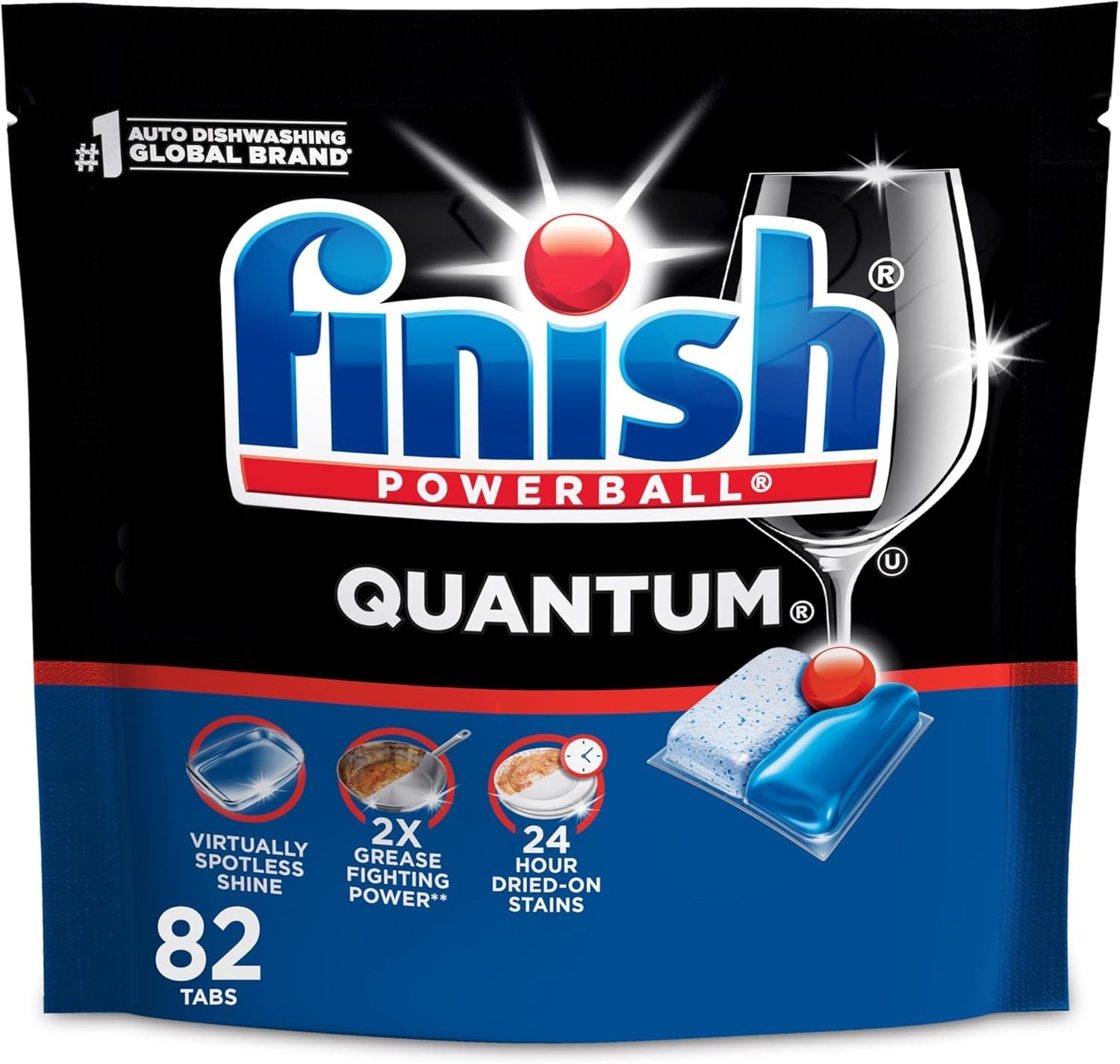 82 Count Quantum Dishwasher Pods – Power Against 24HR Dried Stains, Rinse-Free