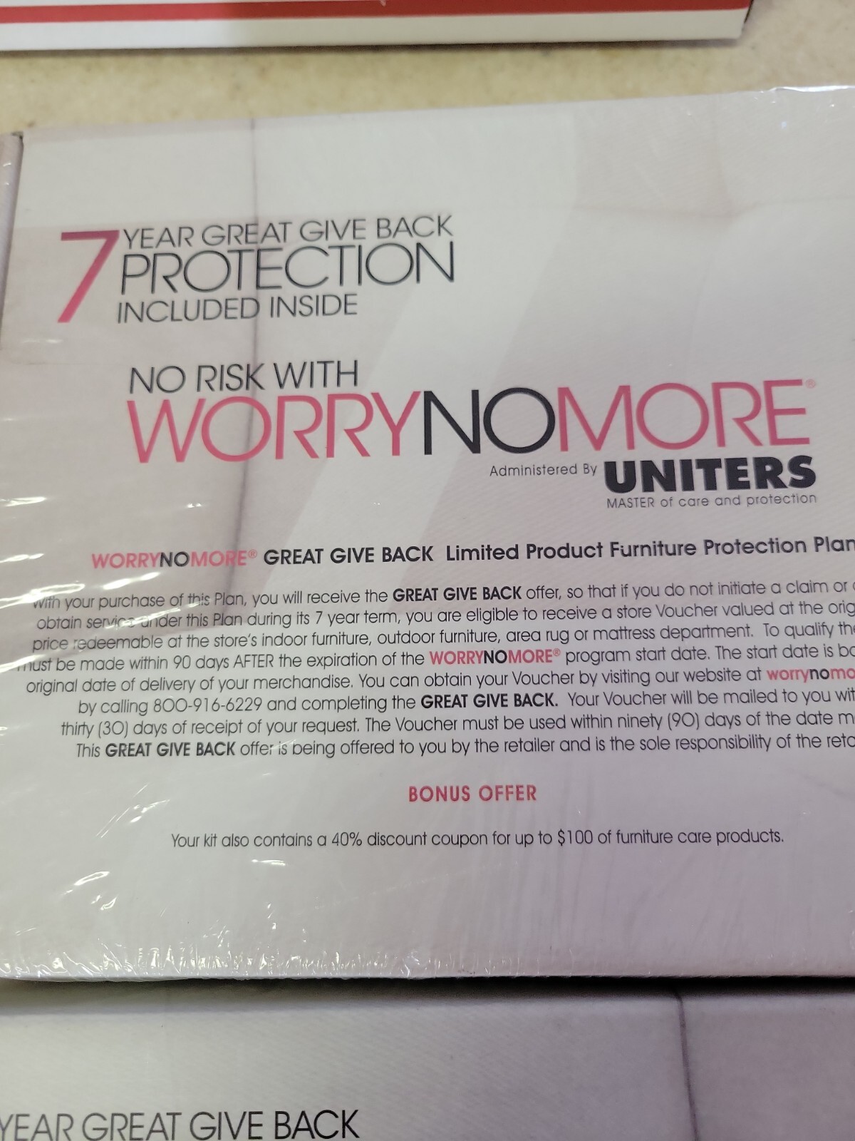 No Risk With “WORRY NO MORE”- New Protection Kits-2 for the price of one!