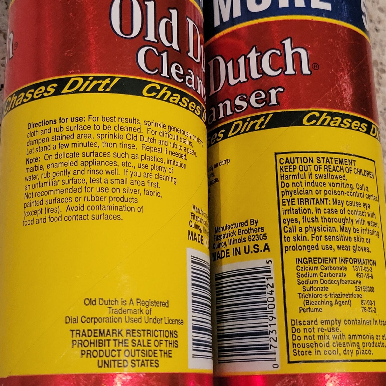 VTG 90s OLD DUTCH Powdered Cleanser w/ Bleach 21oz BONUS x2 Unopened Can USA NOS