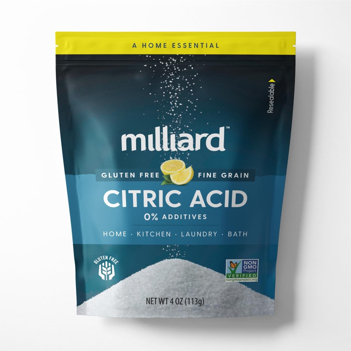 Milliard Citric Acid 100% Pure Food Grade Non-GMO Project Verified 4 Ounce