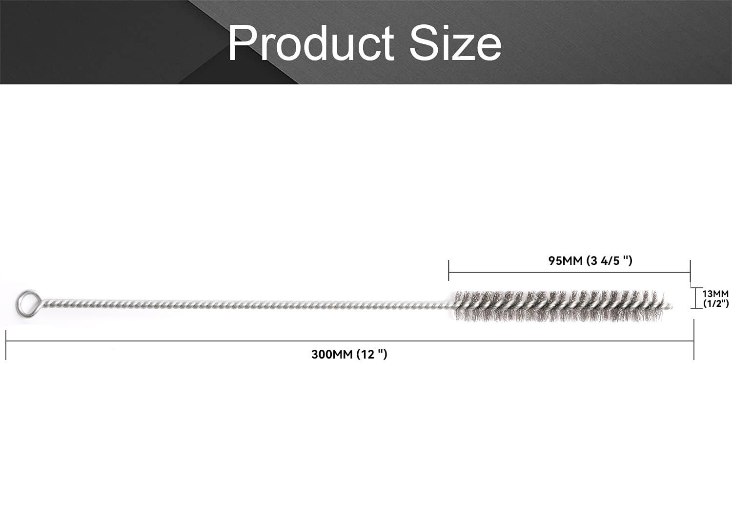12 Inch Pipe Cleaning Brush Set with Stainless Steel Bristles, Steel Wire Tub…
