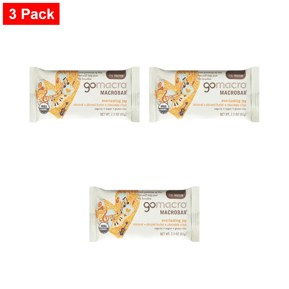 Gomacro Macrobar,Organic Protein,Almond Butter+Chocolate Chips,2.3 Ounce-3 Pack