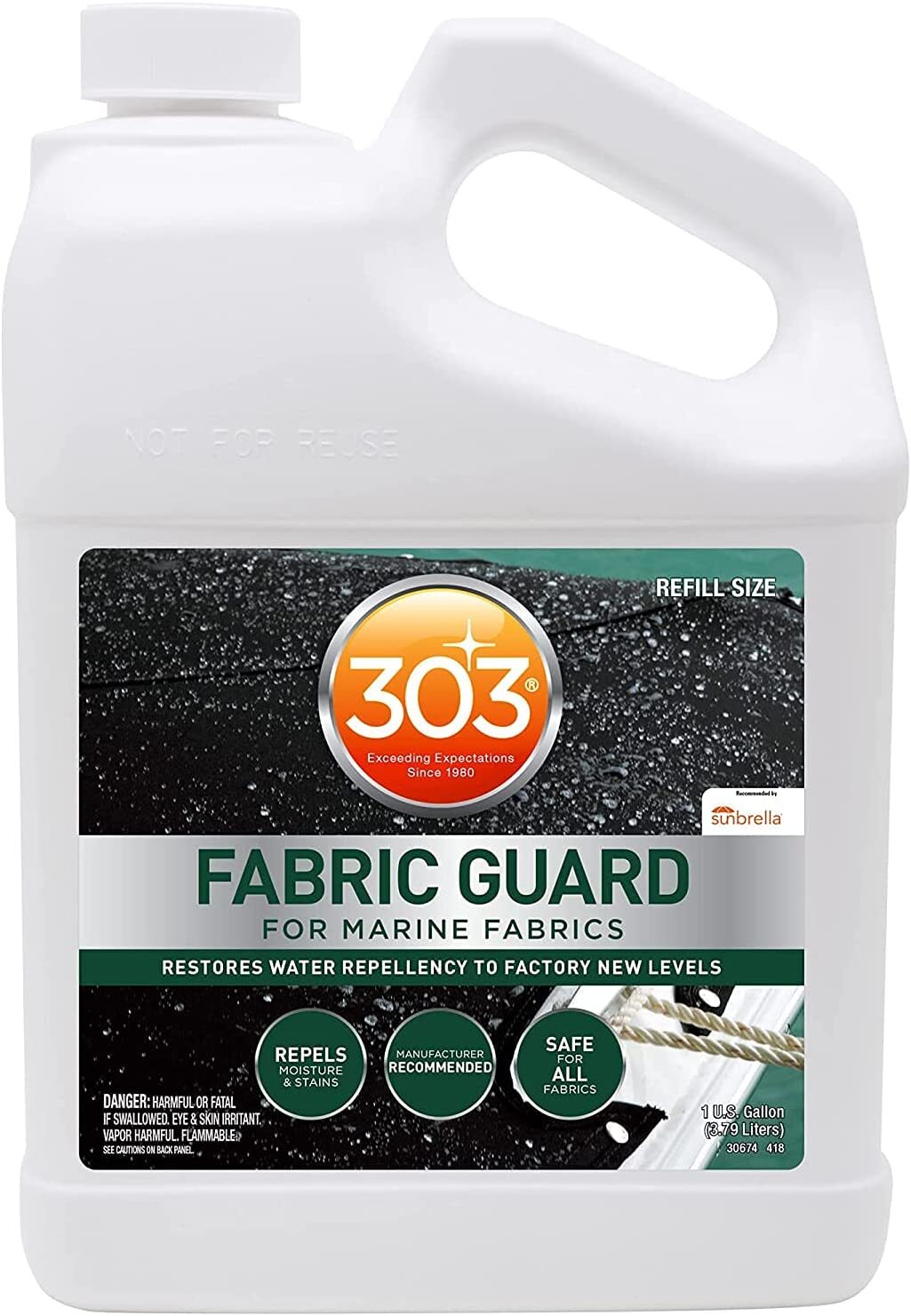 303 Marine Fabric Guard Restores Water Stain Repellency to Factory New Levels 1